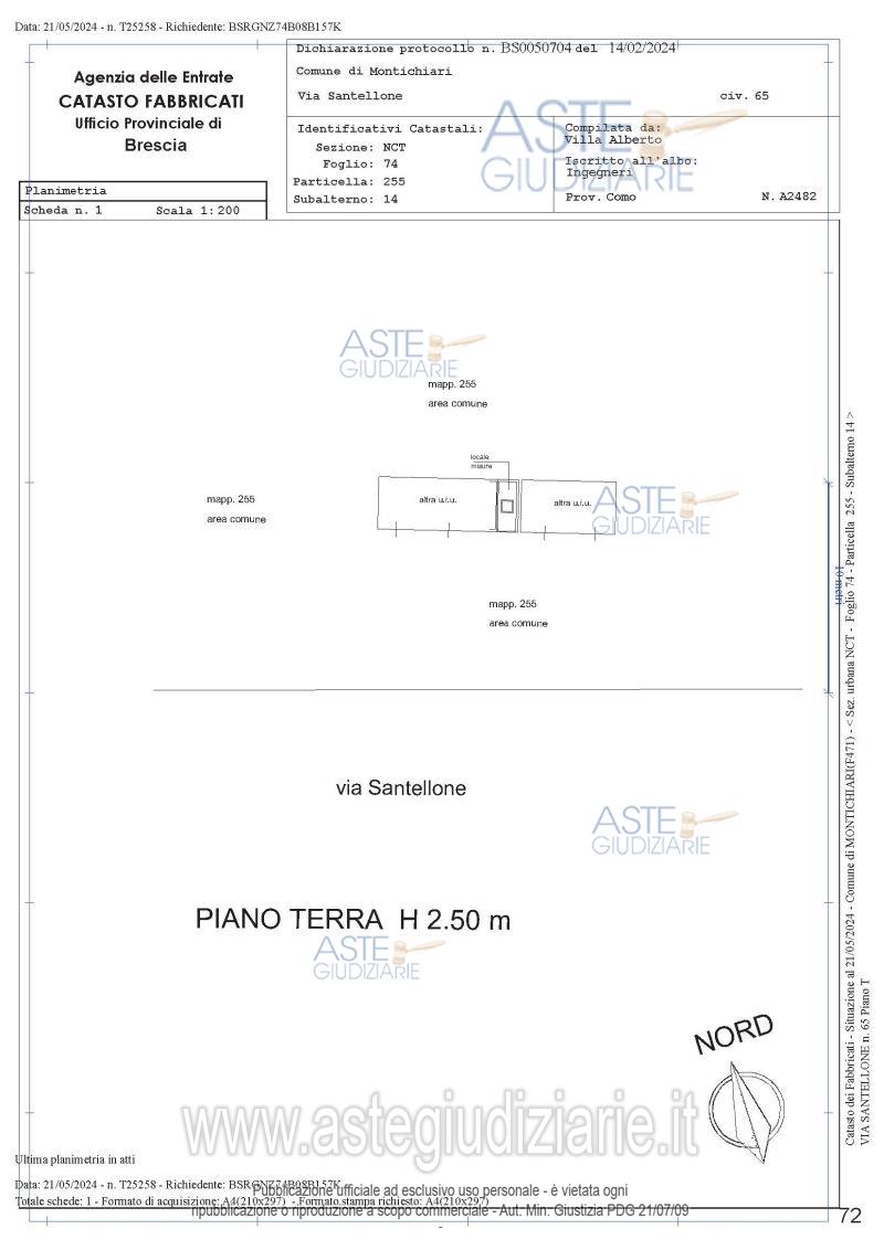 Planimetria del bene