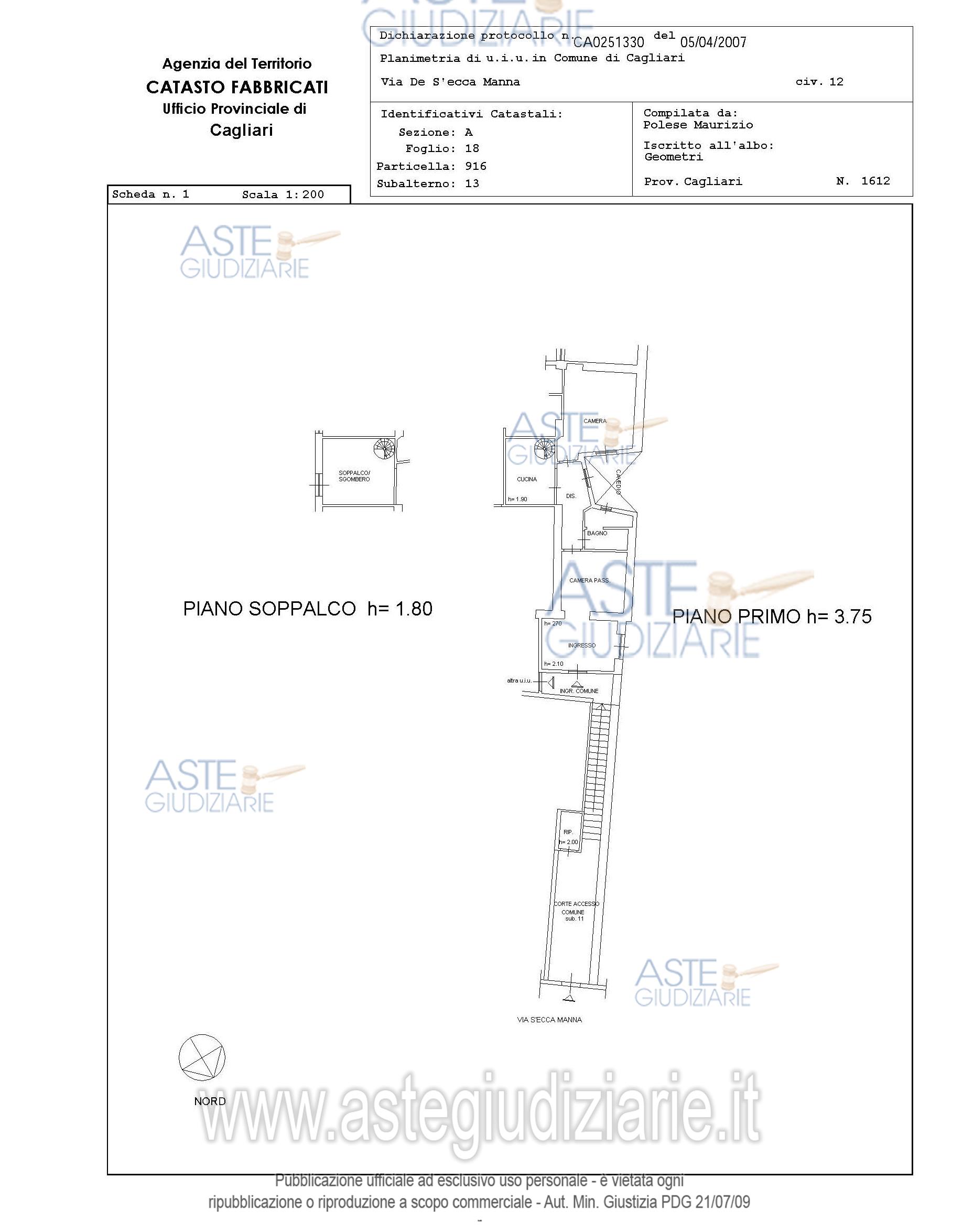 Planimetria del bene