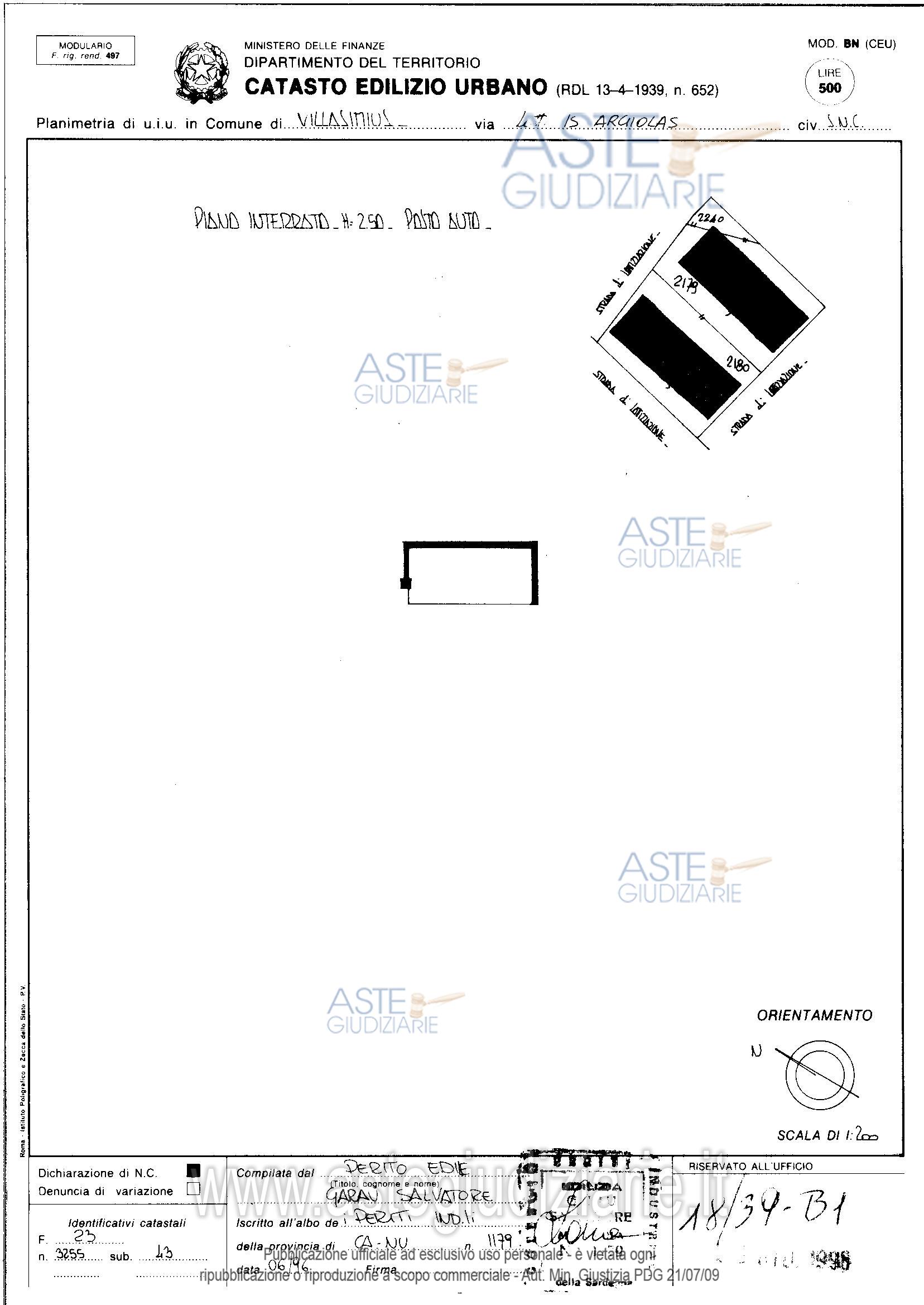 Planimetria del bene