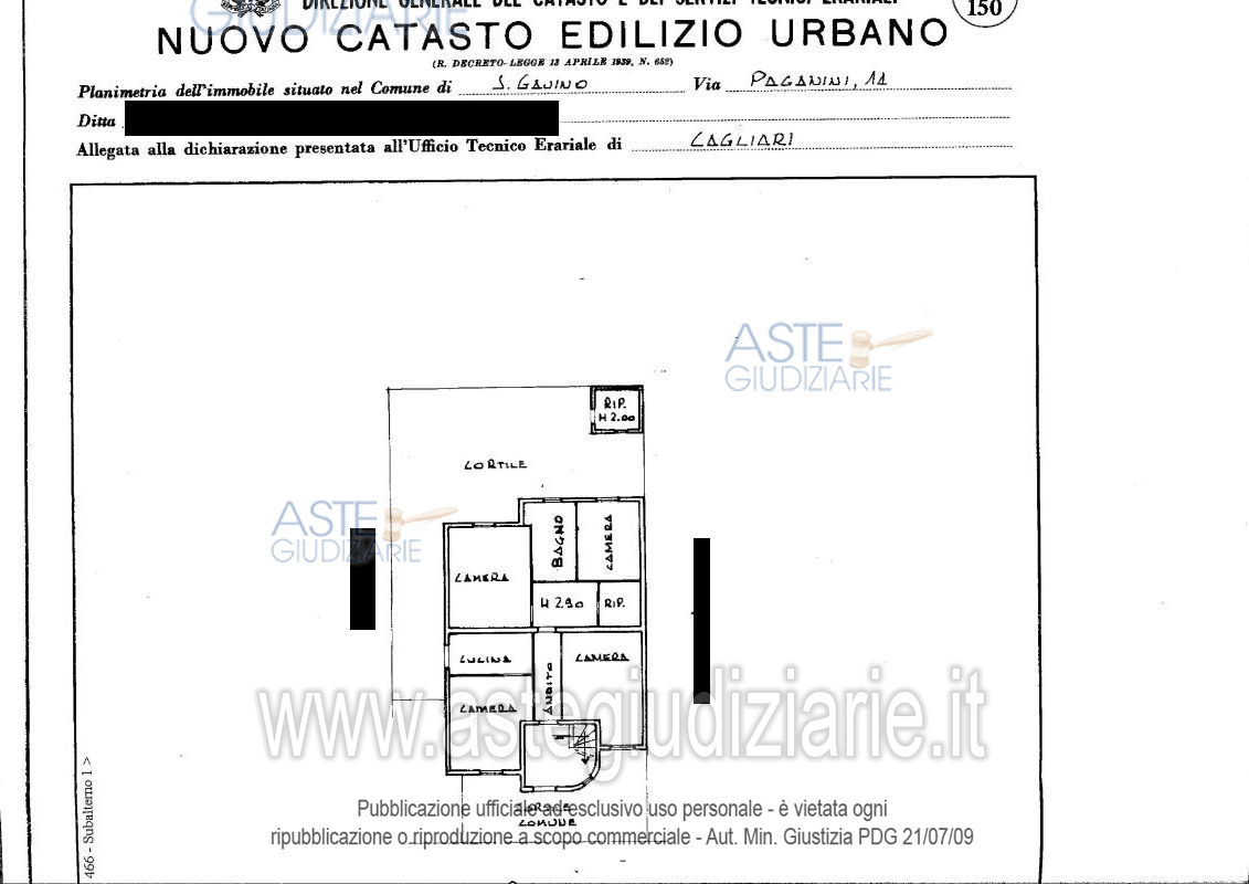 Planimetria del bene