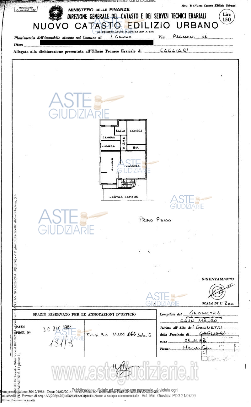 Planimetria del bene