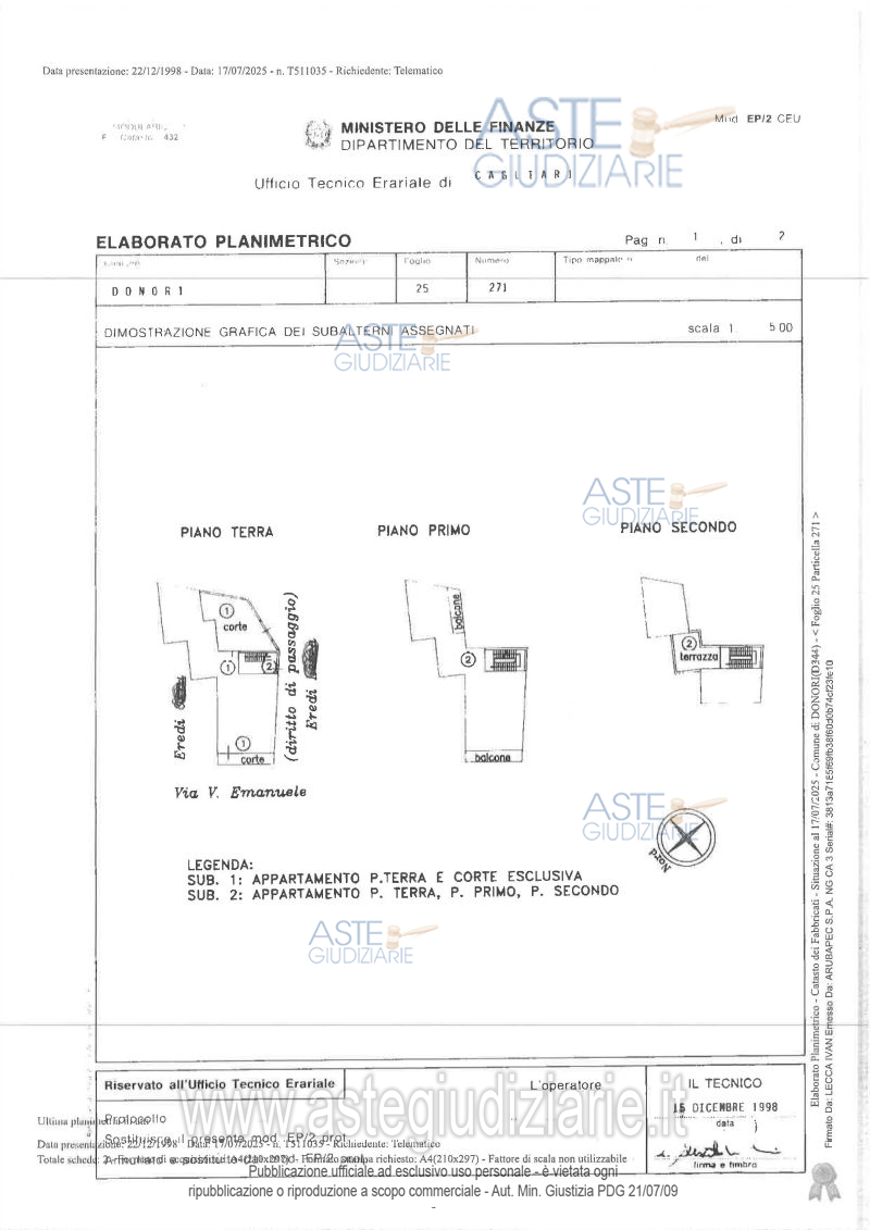 Planimetria del bene