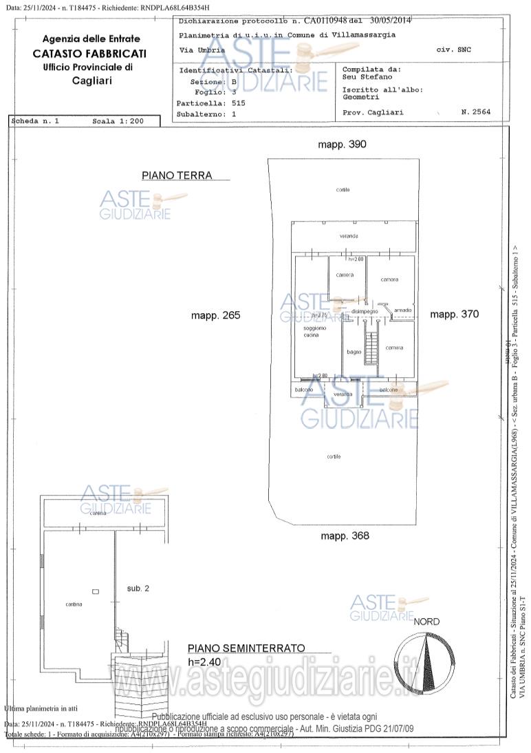 Planimetria del bene