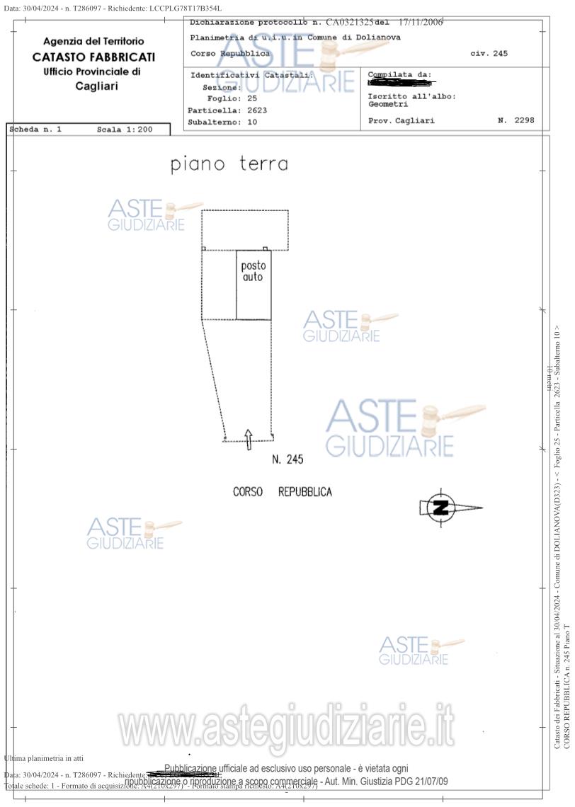 Planimetria del bene