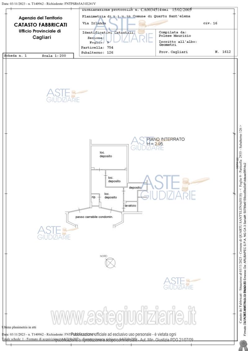 Planimetria del bene