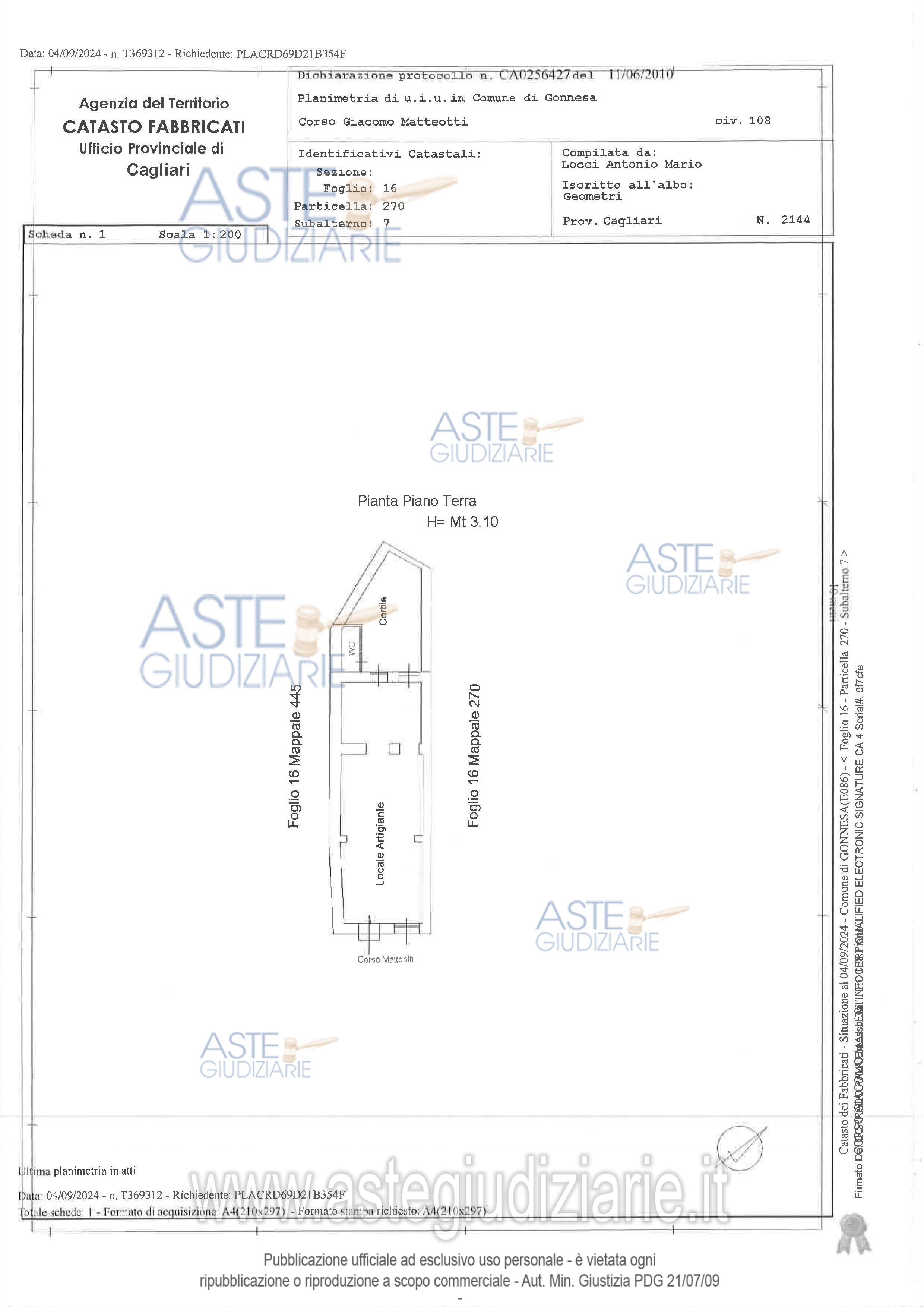 Planimetria del bene