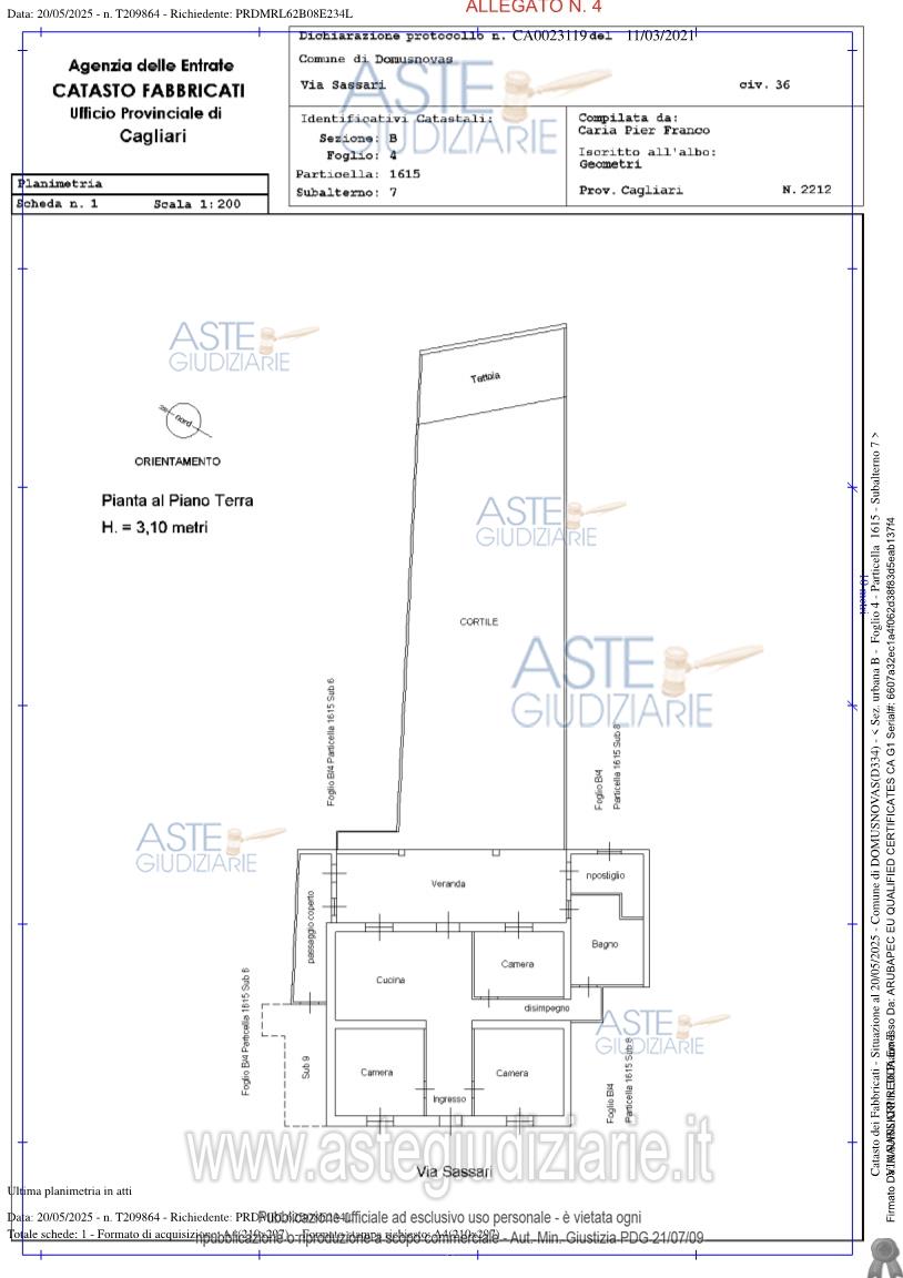 Planimetria del bene