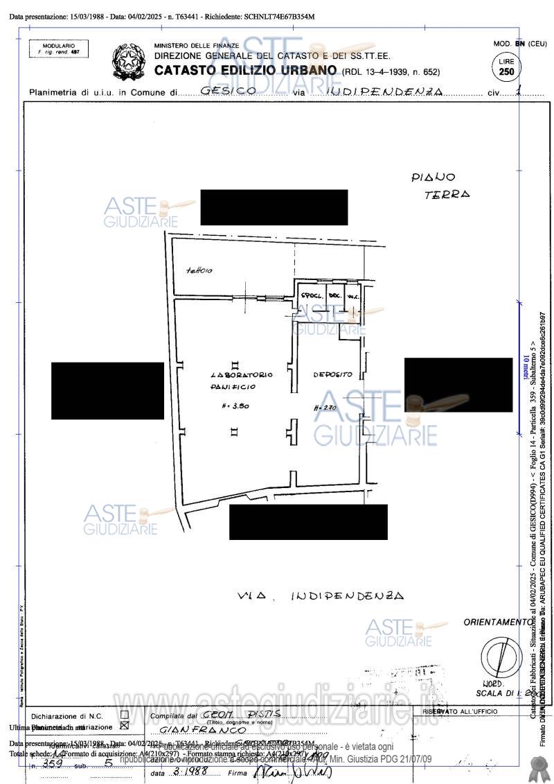 Planimetria del bene