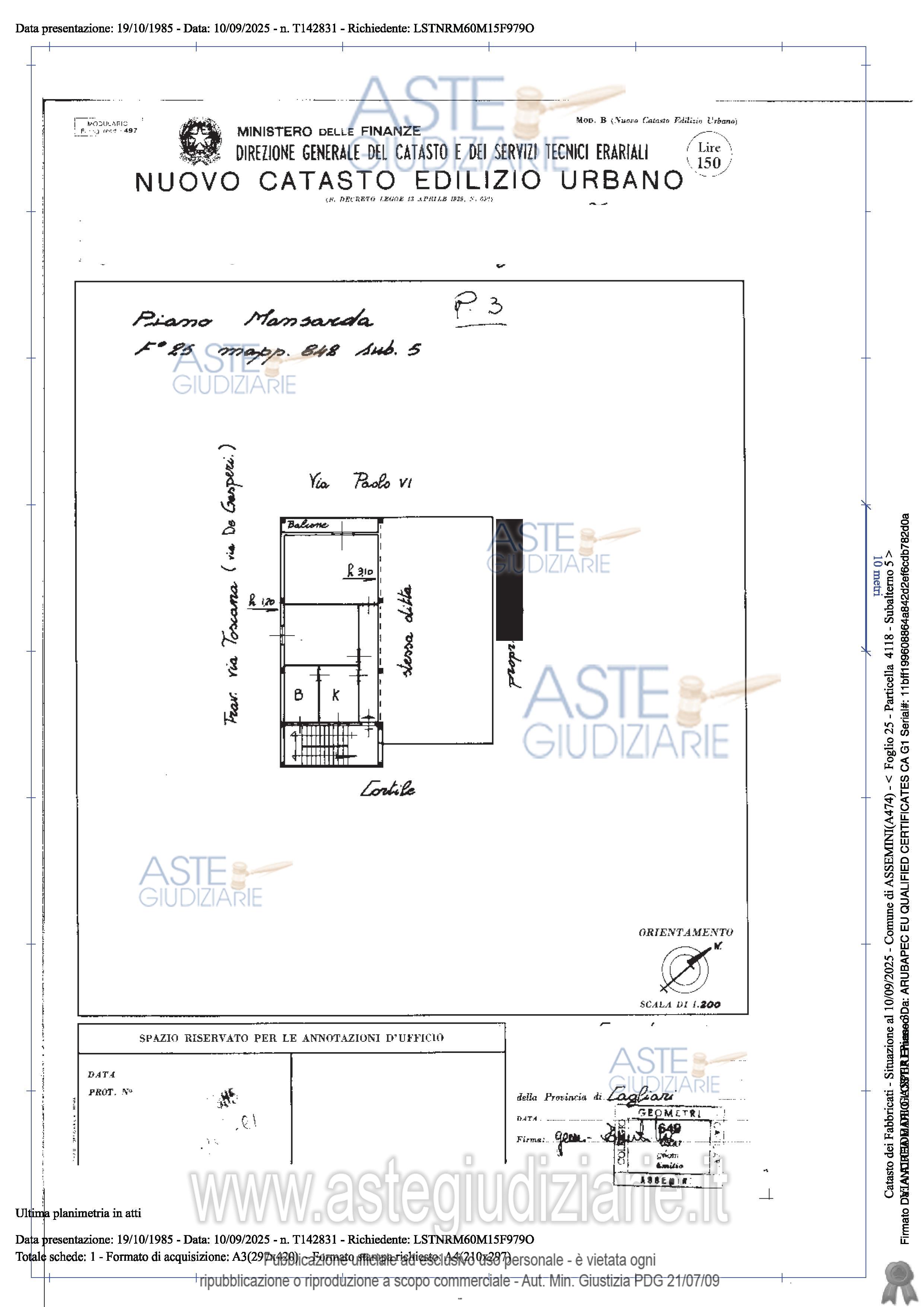 Planimetria del bene