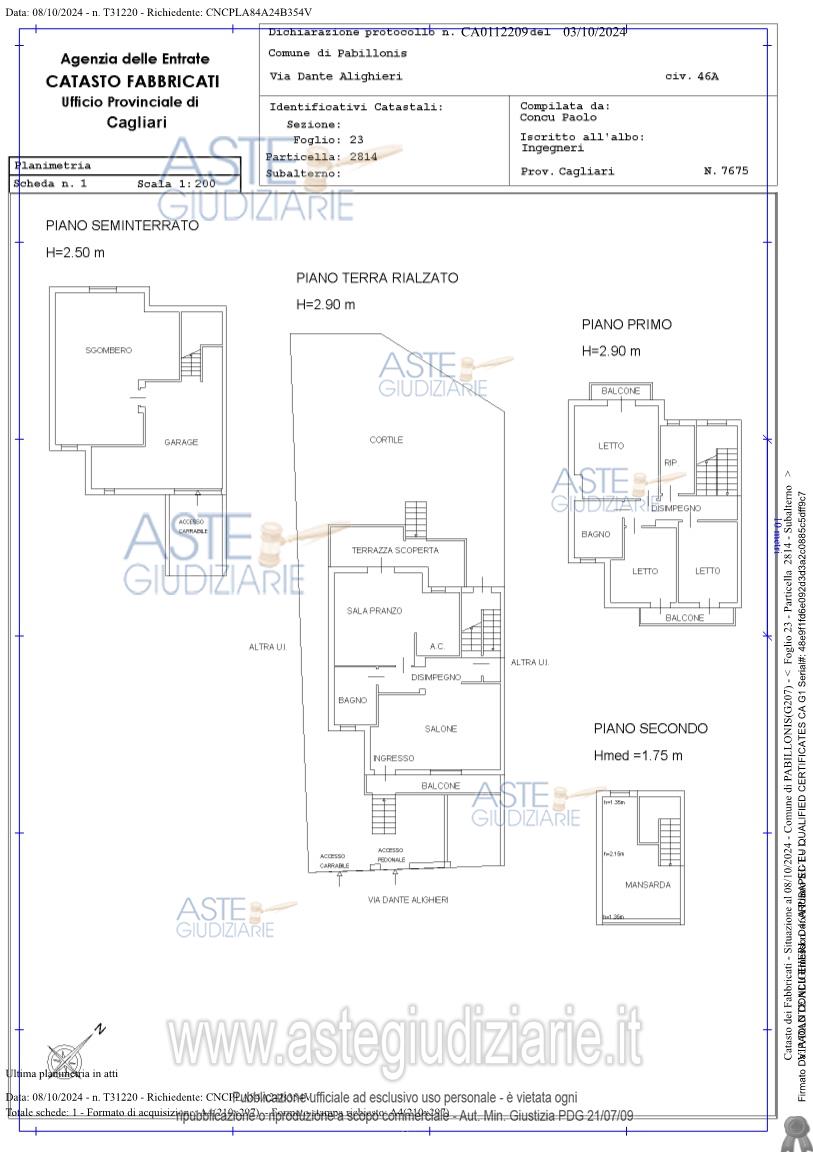 Planimetria del bene
