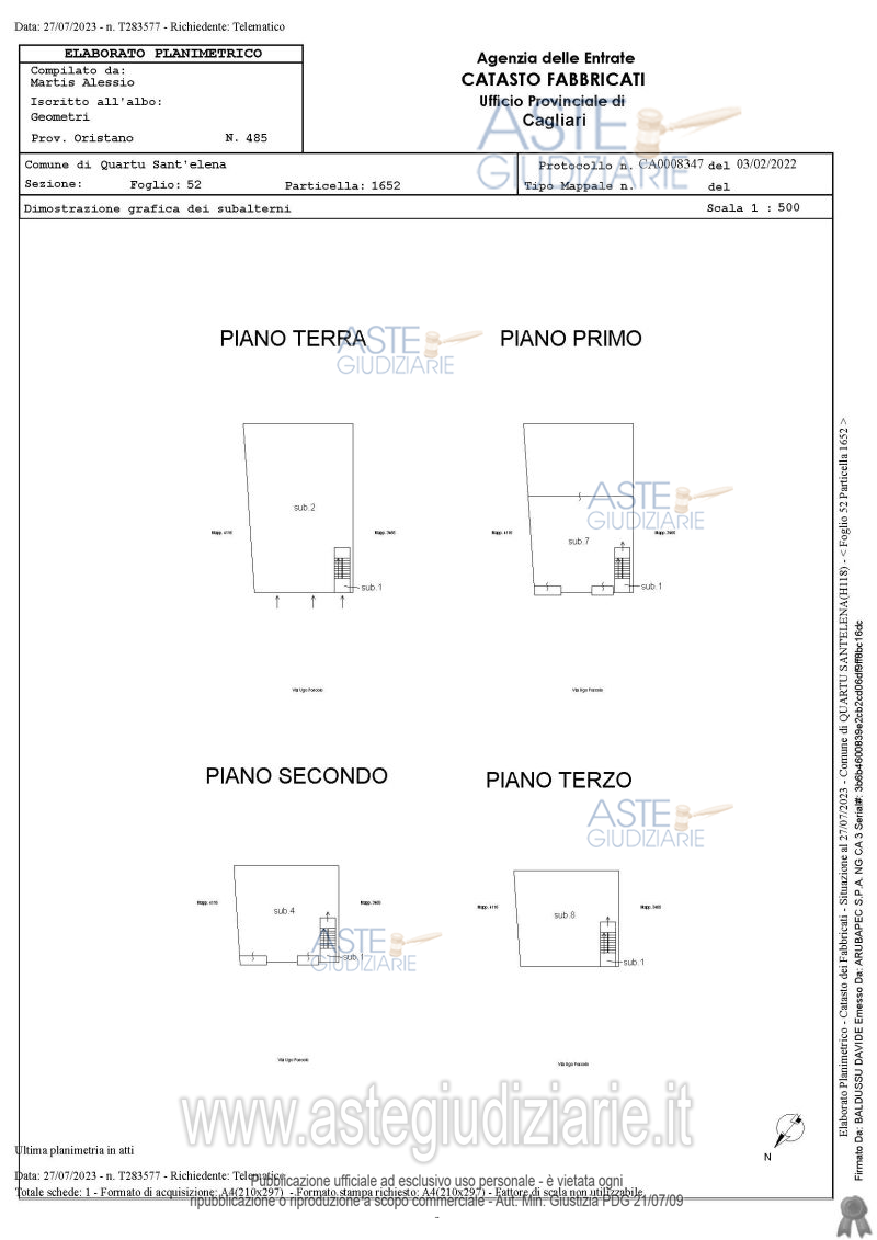 Planimetria del bene