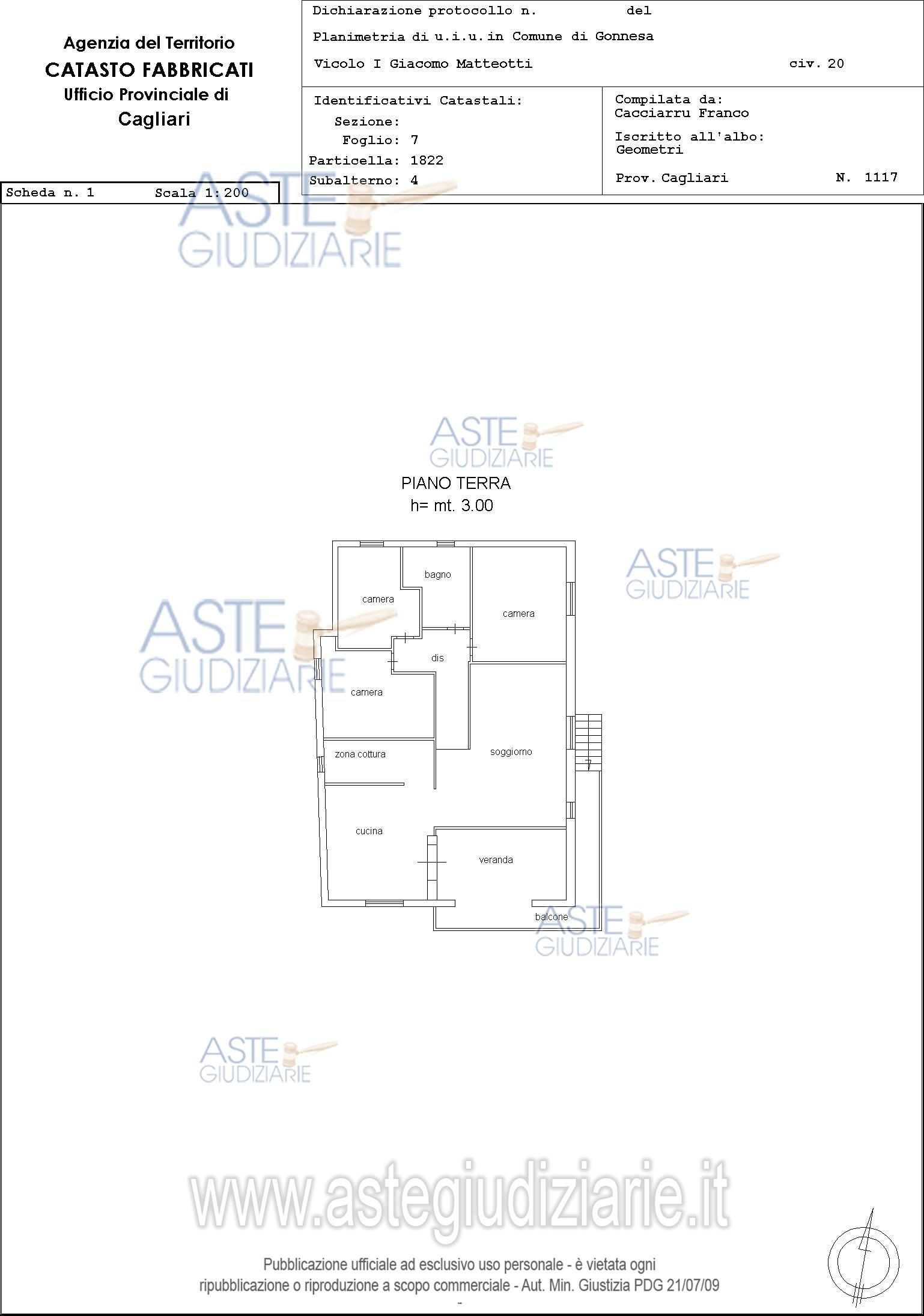 Planimetria del bene