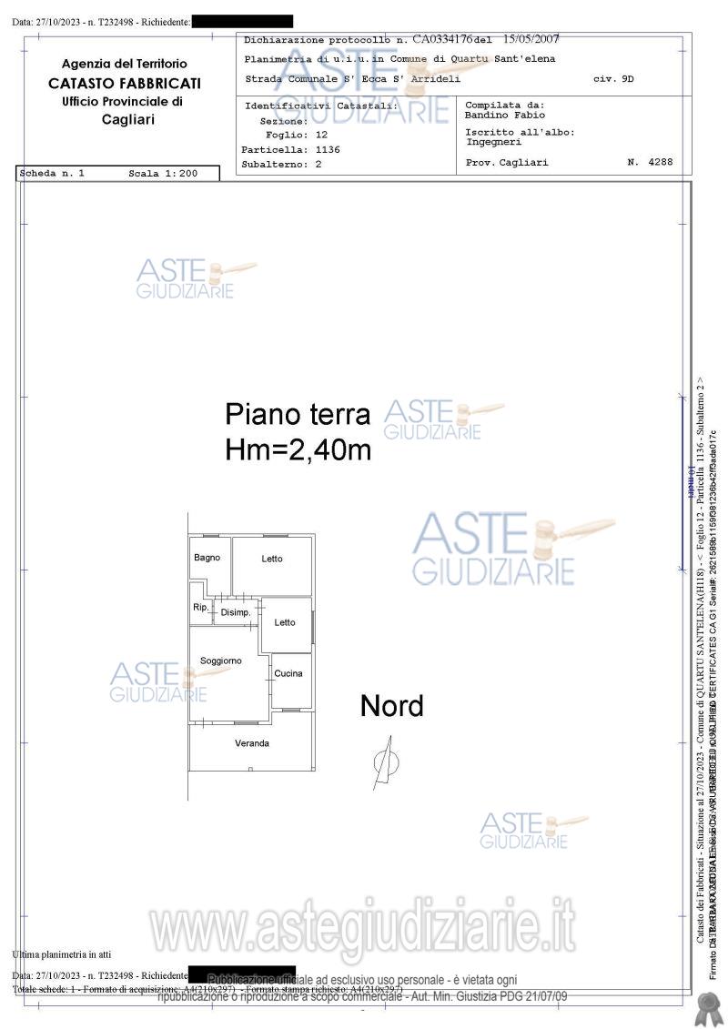Planimetria del bene