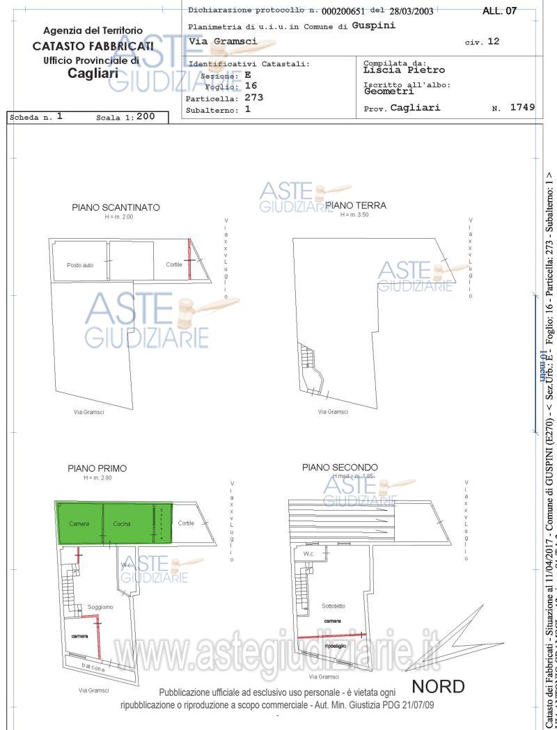 Planimetria del bene