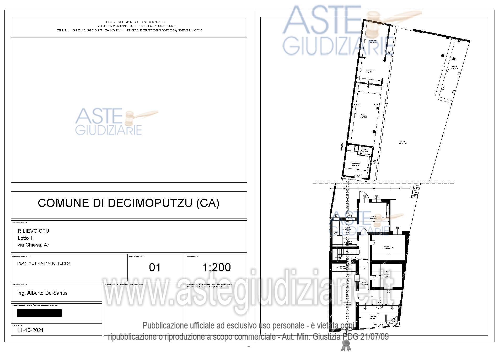 Planimetria del bene