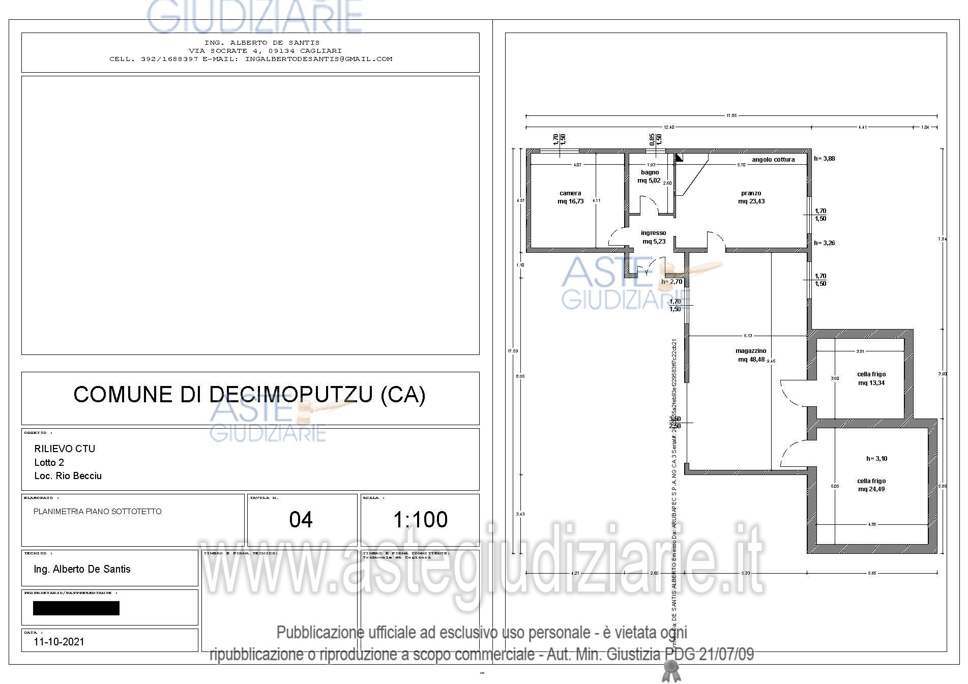 Planimetria del bene