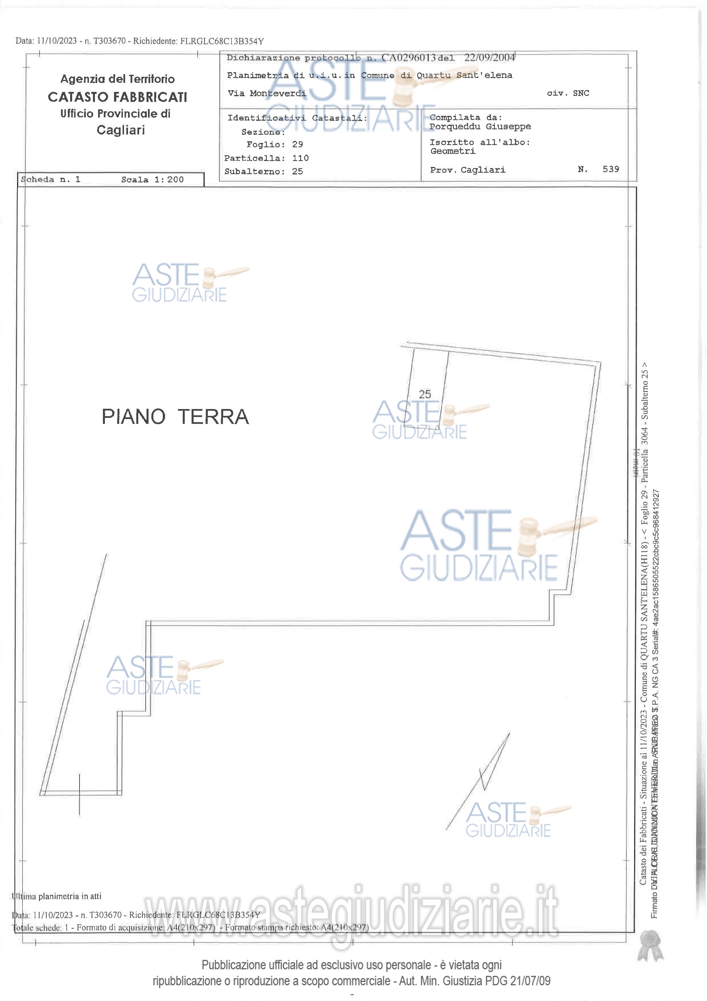 Planimetria del bene