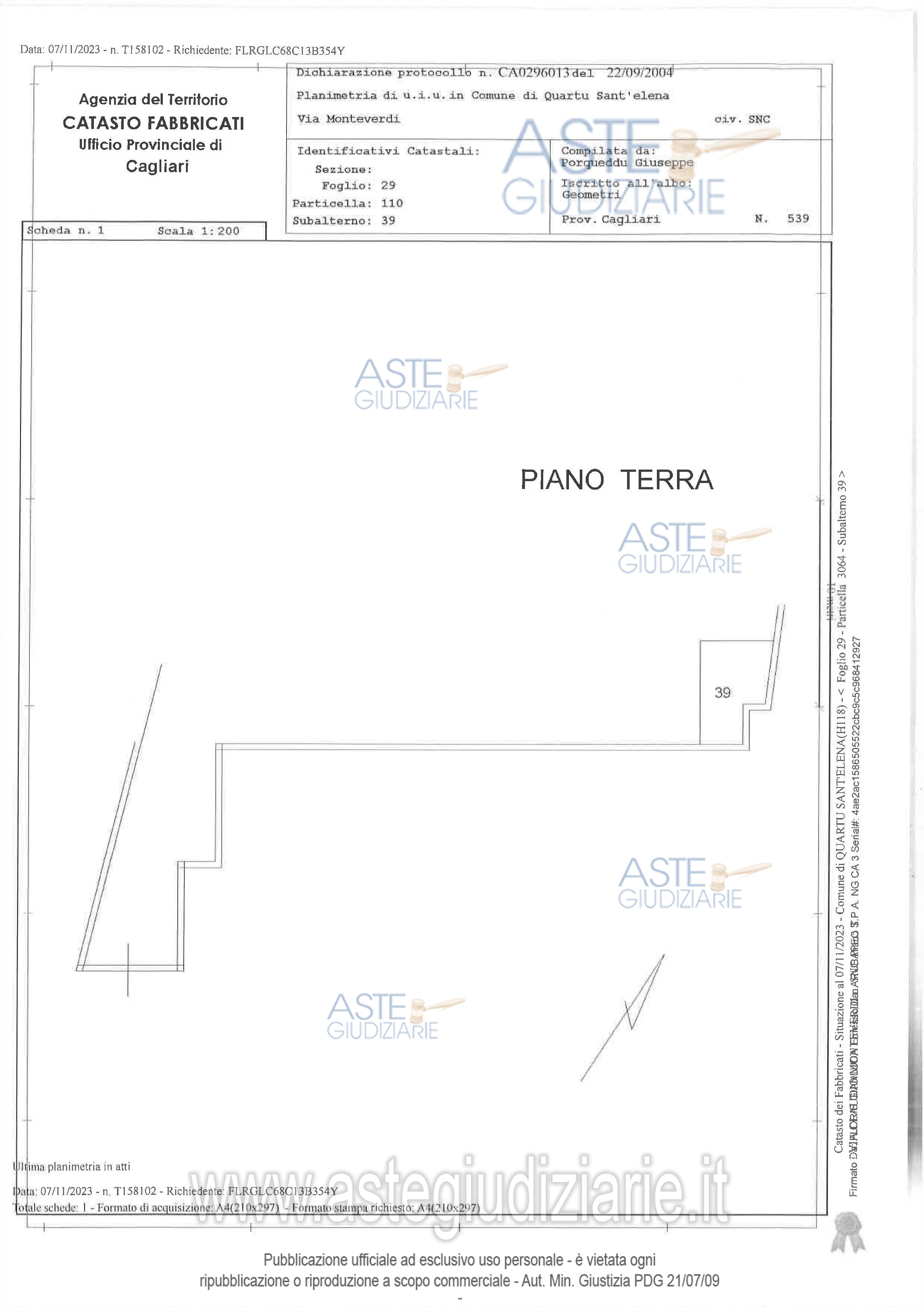 Planimetria del bene