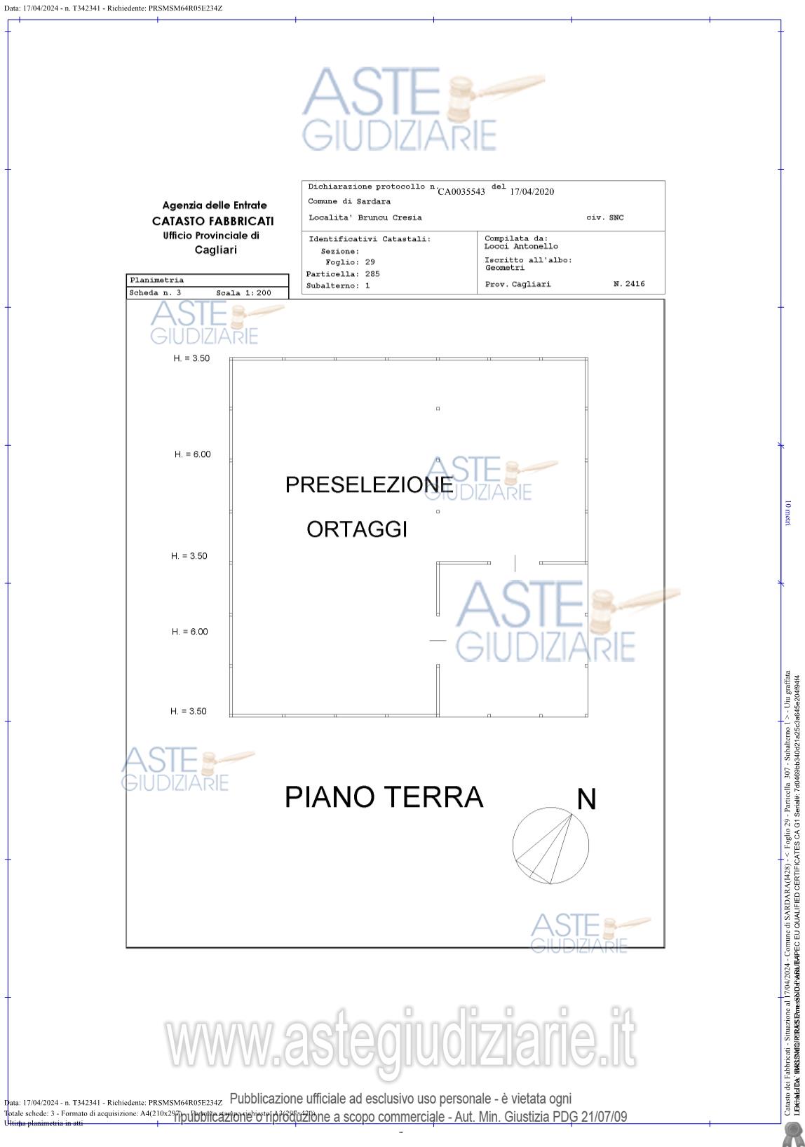 Planimetria del bene