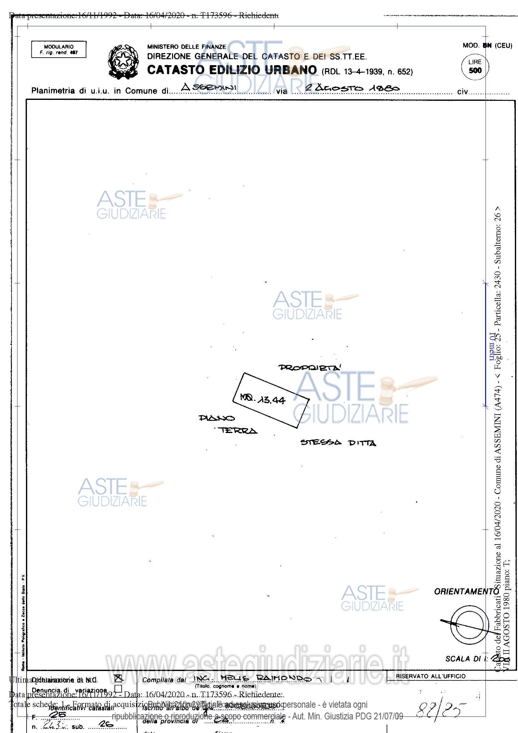 Planimetria del bene