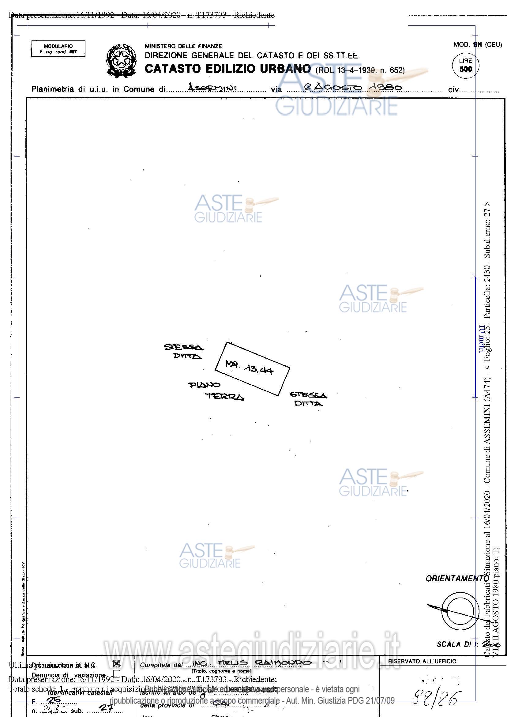 Planimetria del bene