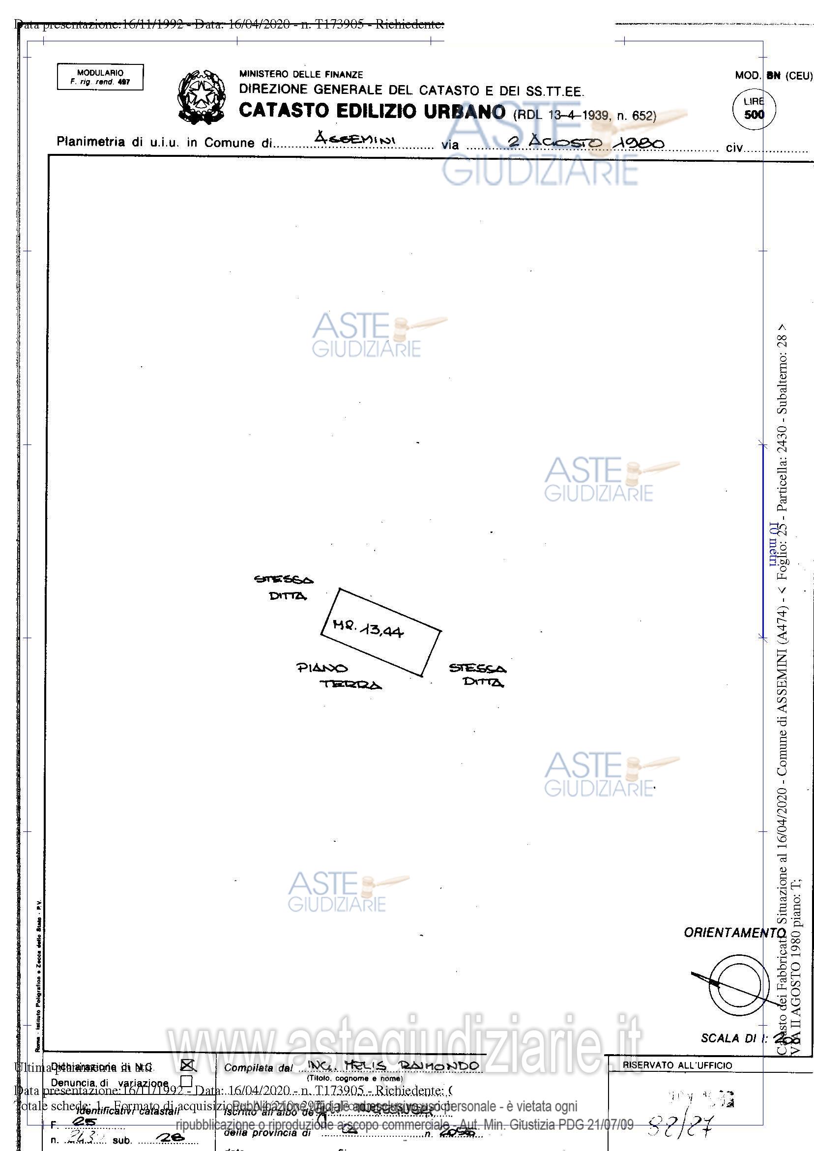 Planimetria del bene