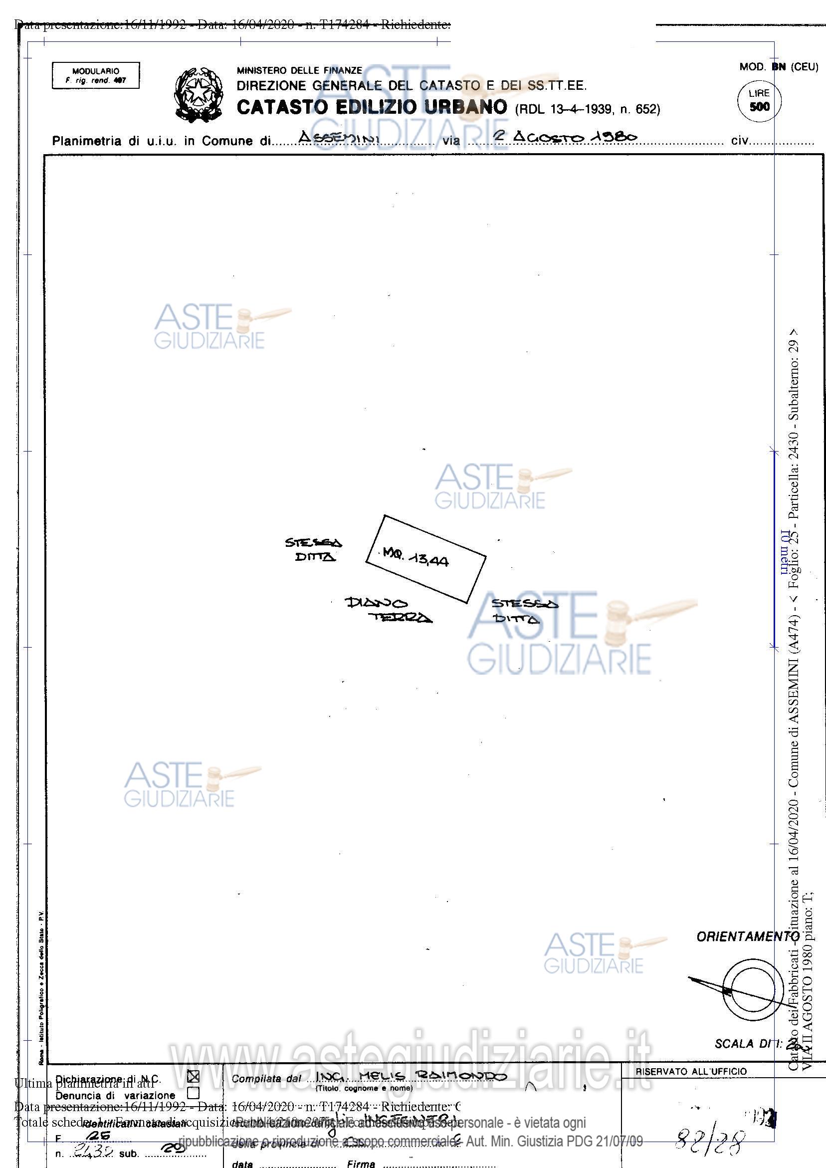 Planimetria del bene