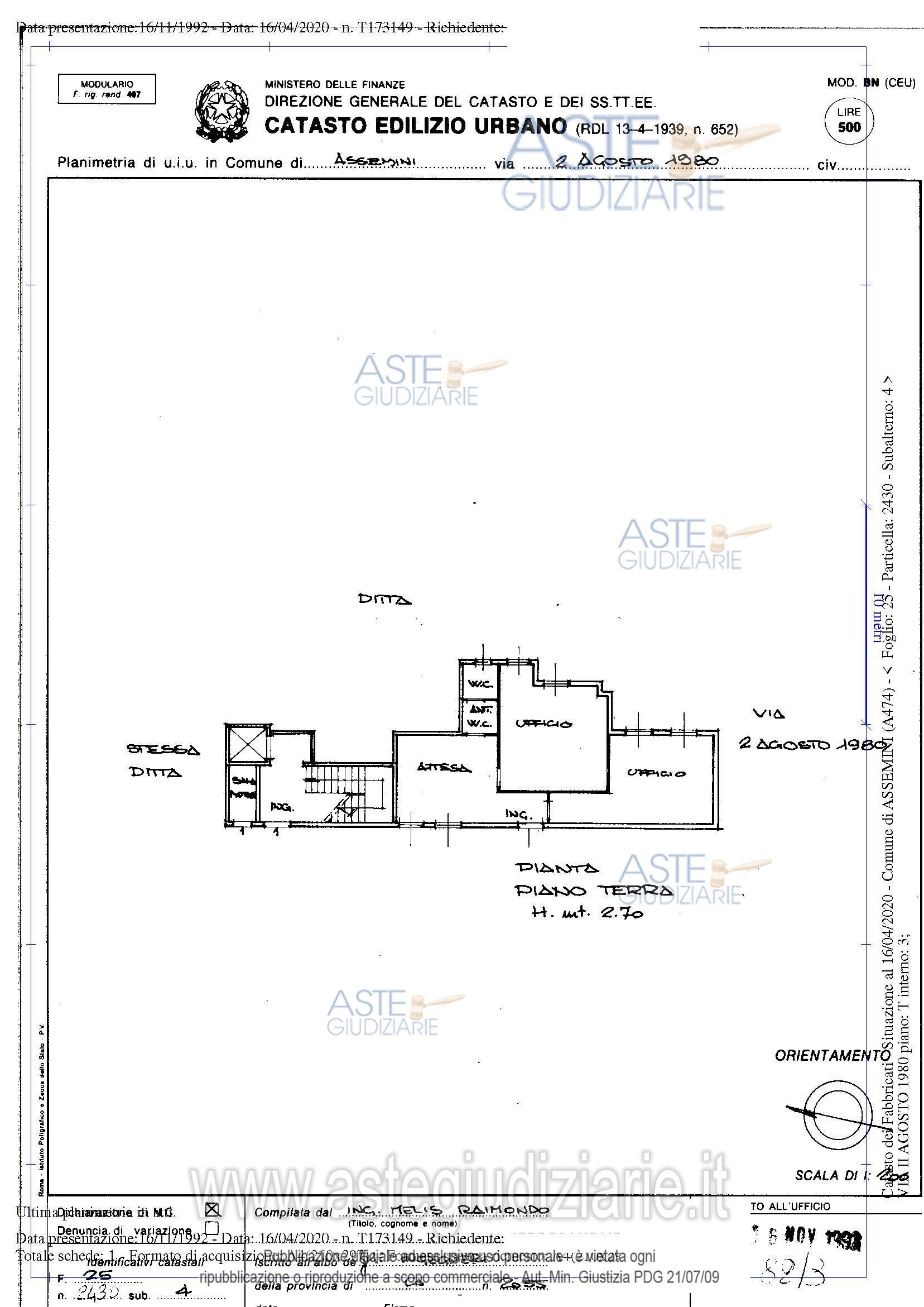 Planimetria del bene