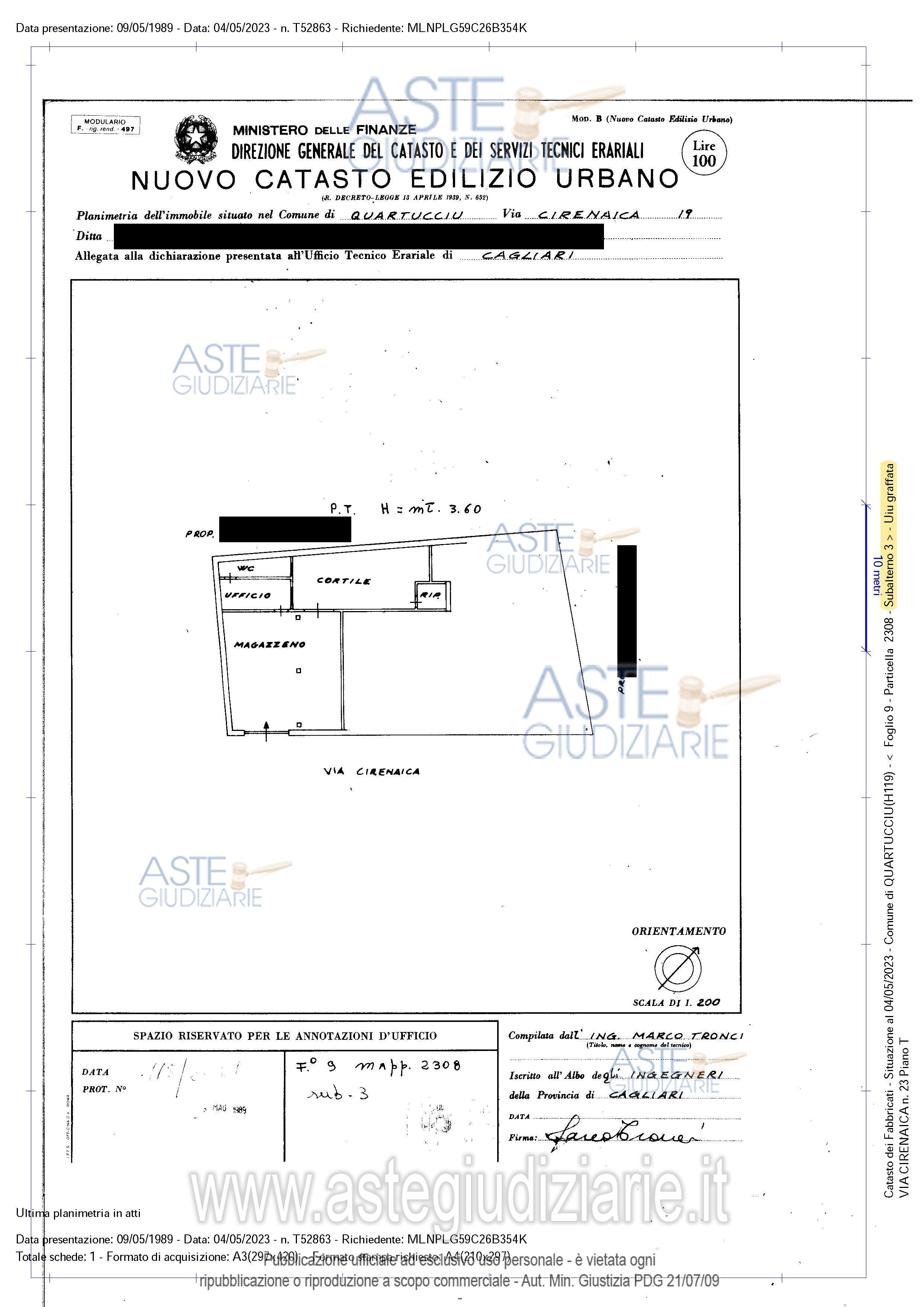 Planimetria del bene