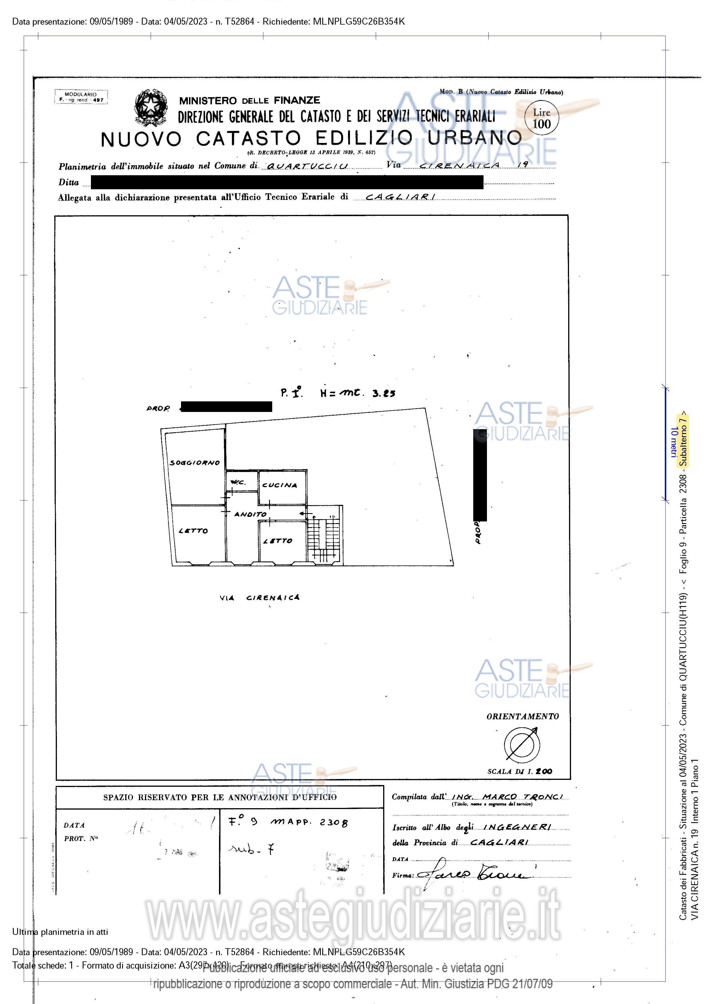 Planimetria del bene