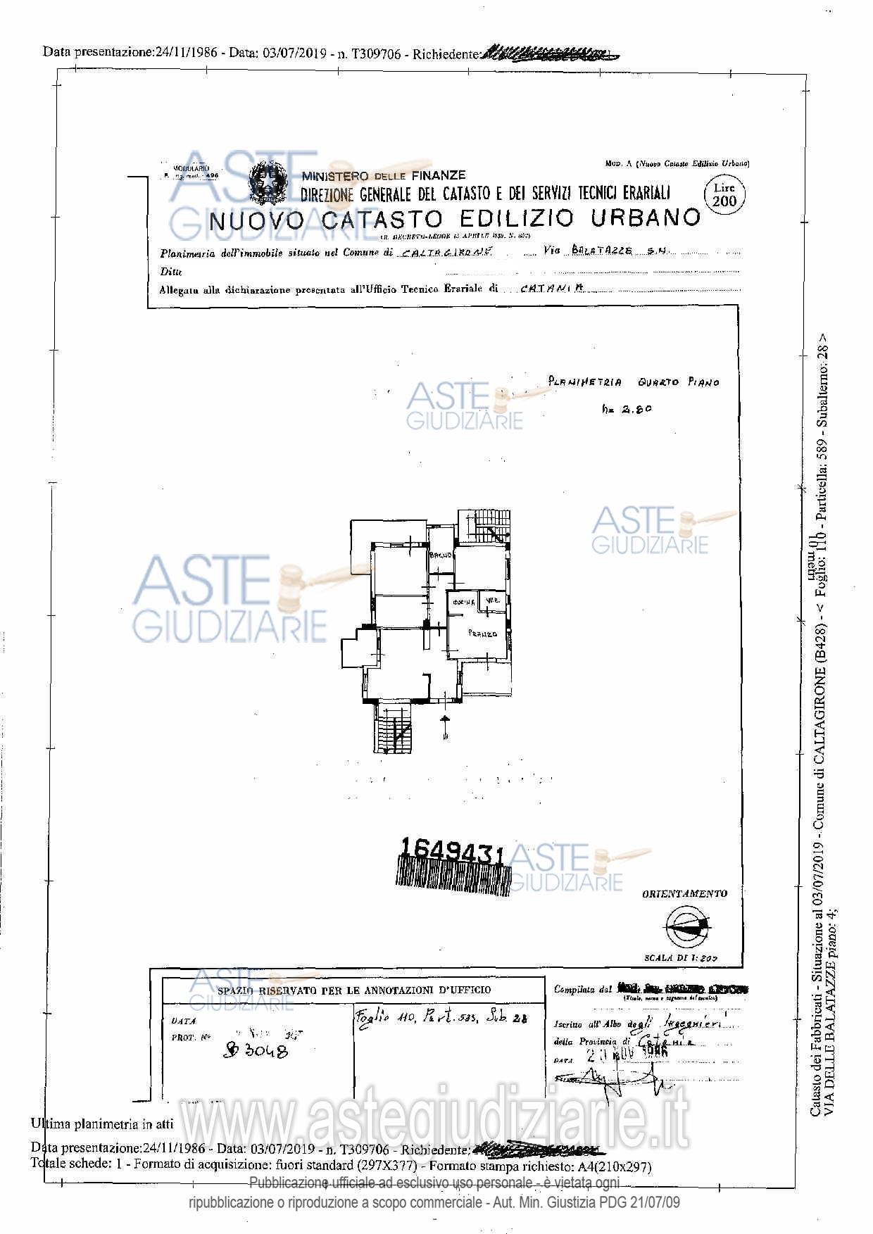 Planimetria del bene