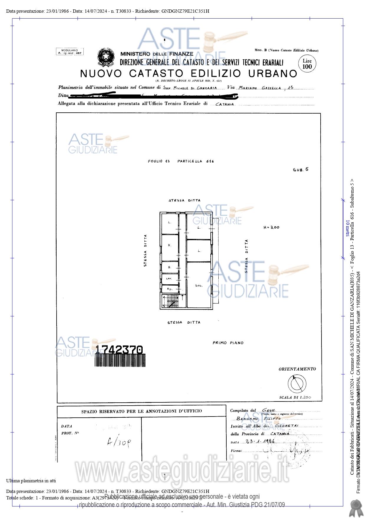 Planimetria del bene