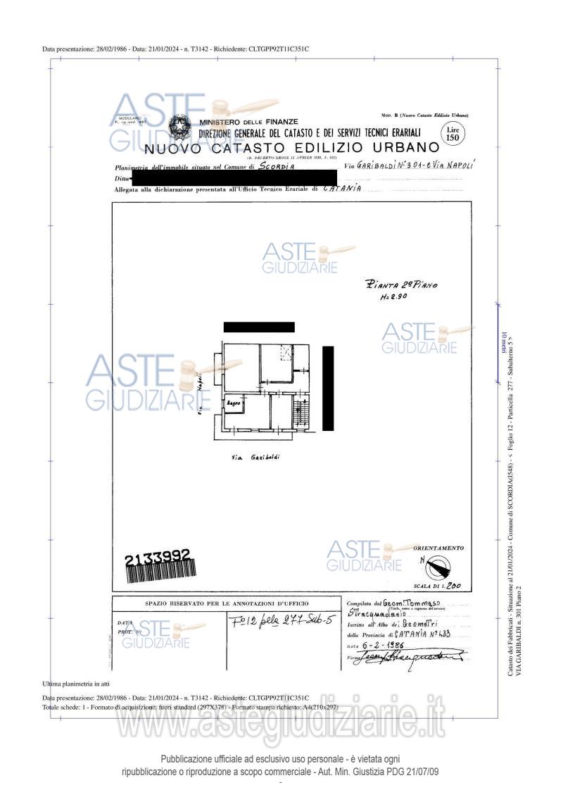 Planimetria del bene