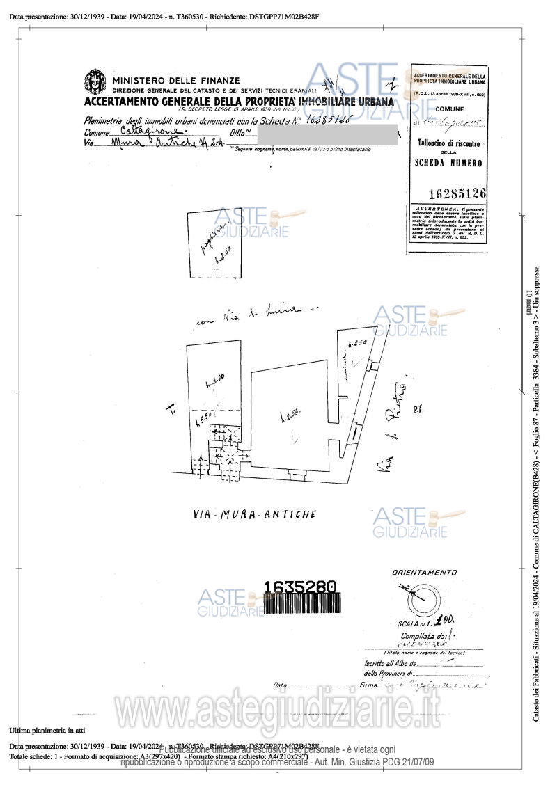 Planimetria del bene