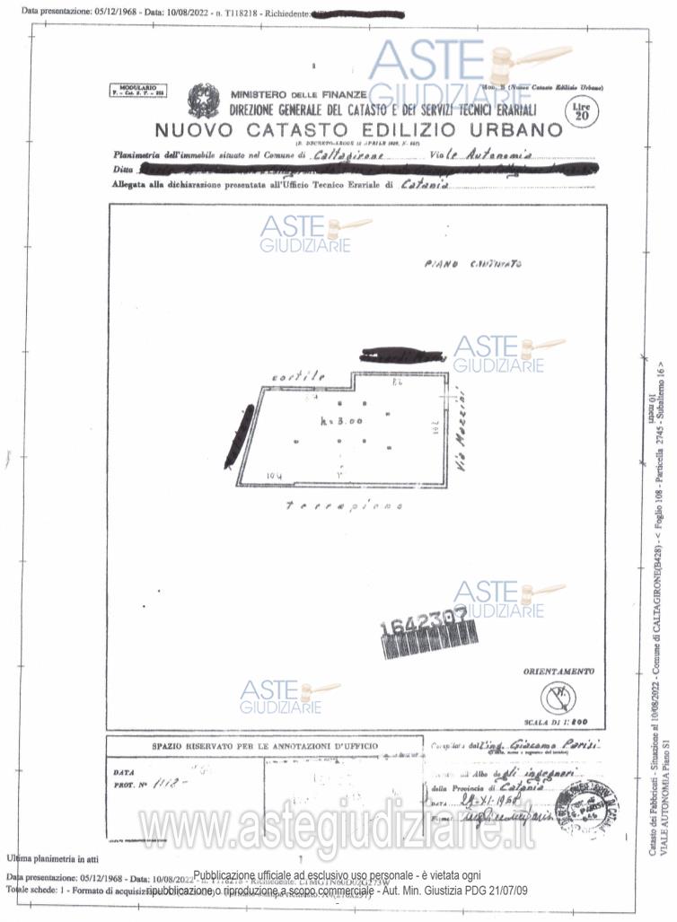 Planimetria del bene