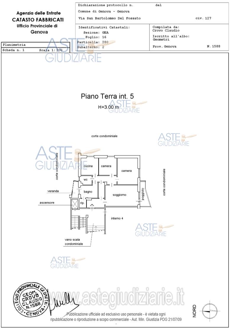 Planimetria del bene