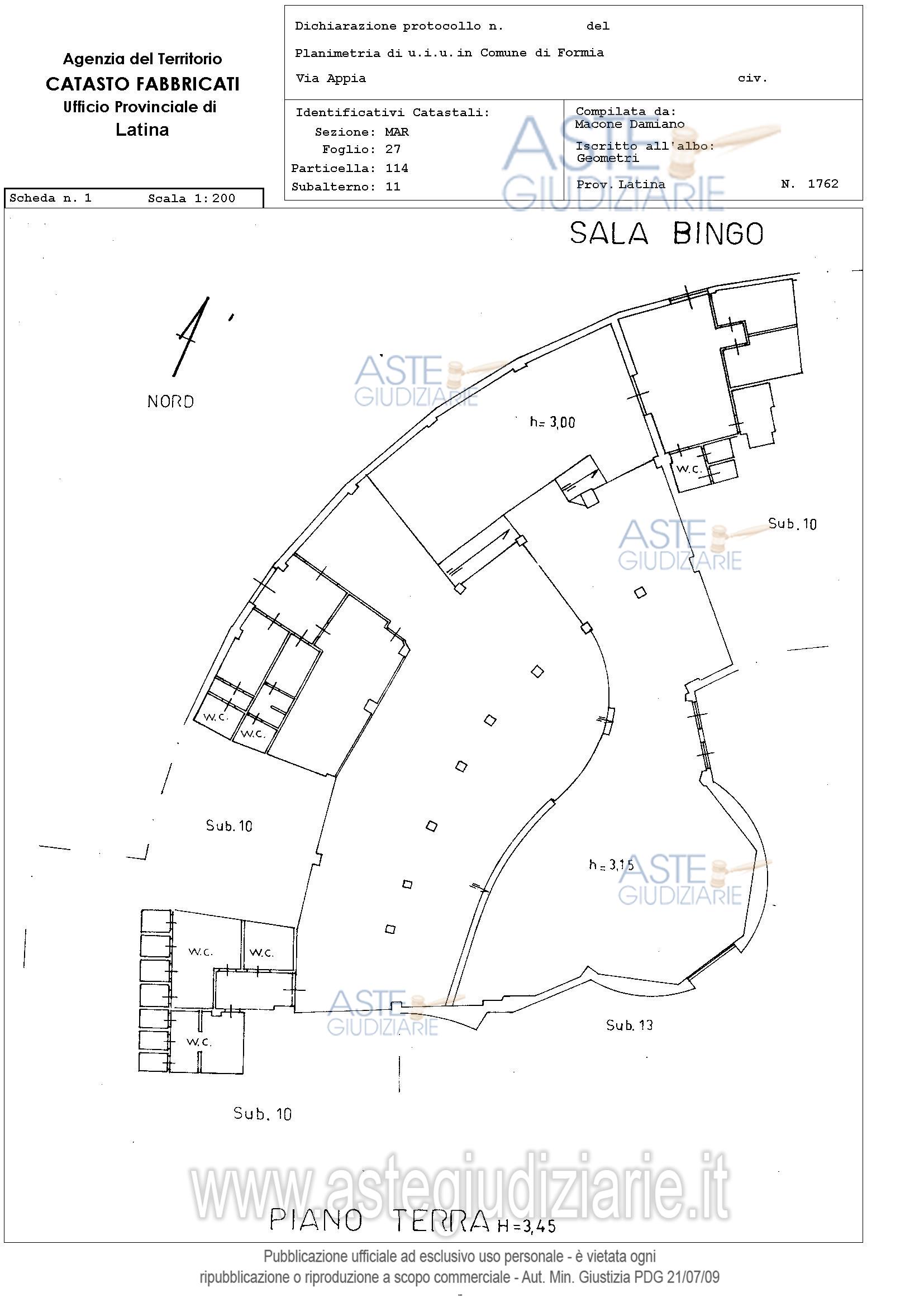 Planimetria del bene