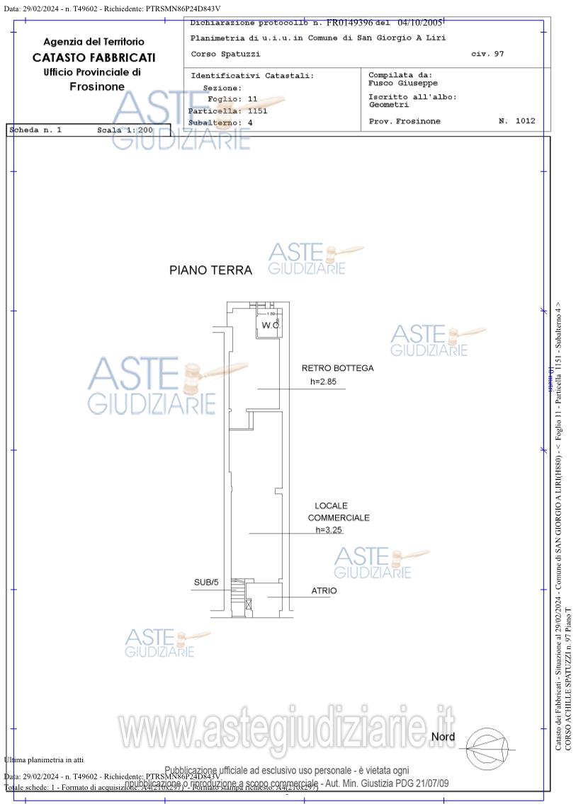 Planimetria del bene