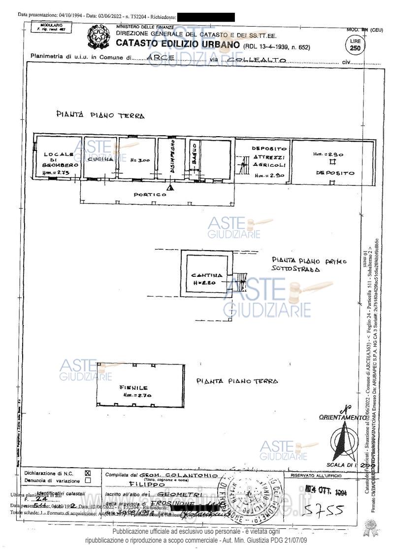 Planimetria del bene