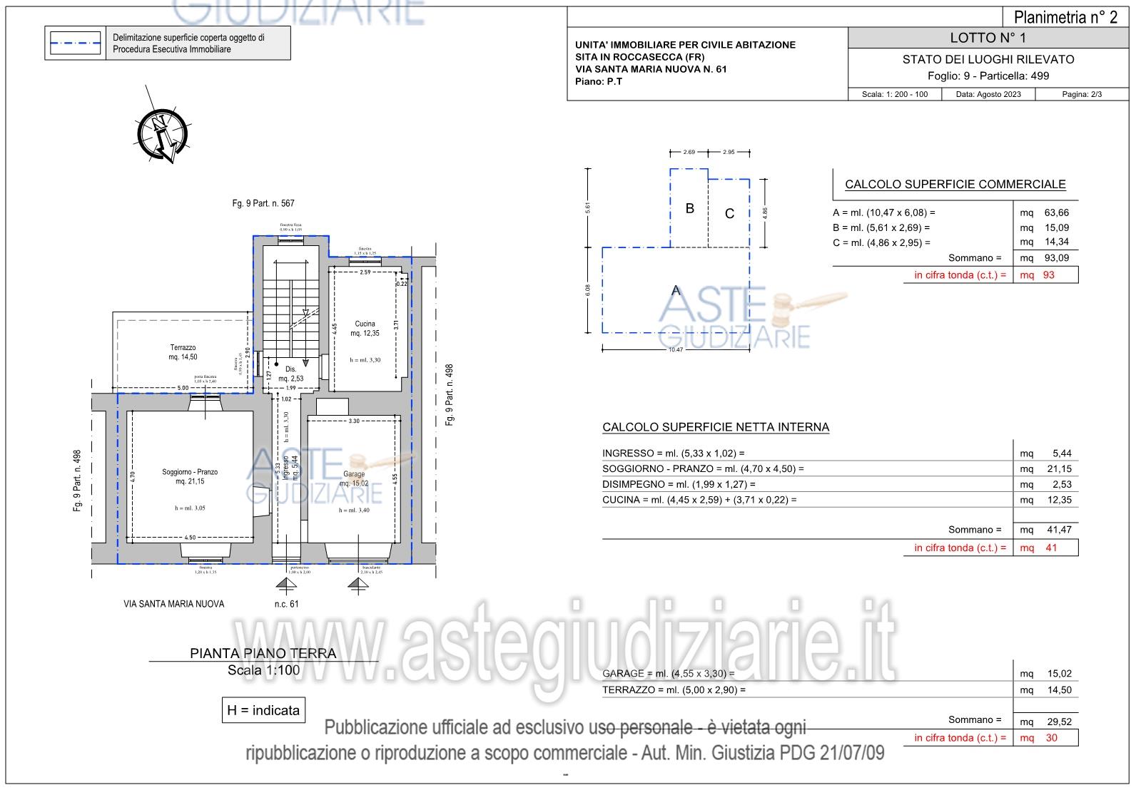 Planimetria del bene