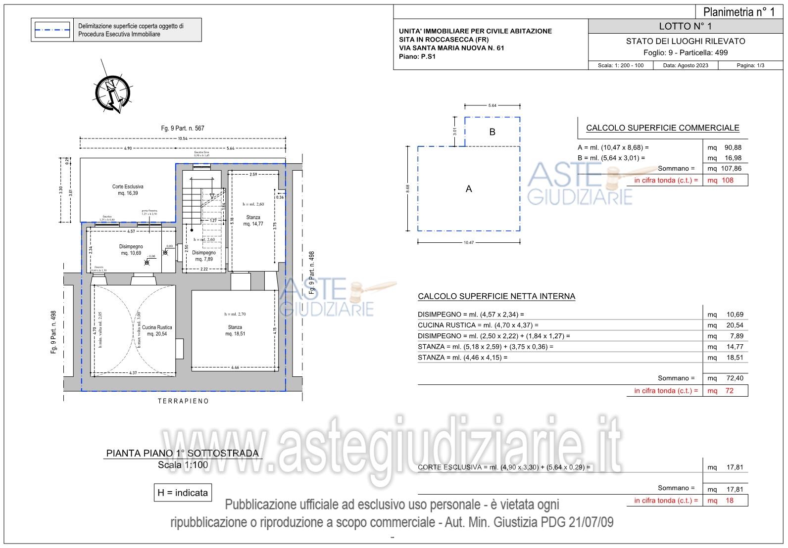 Planimetria del bene