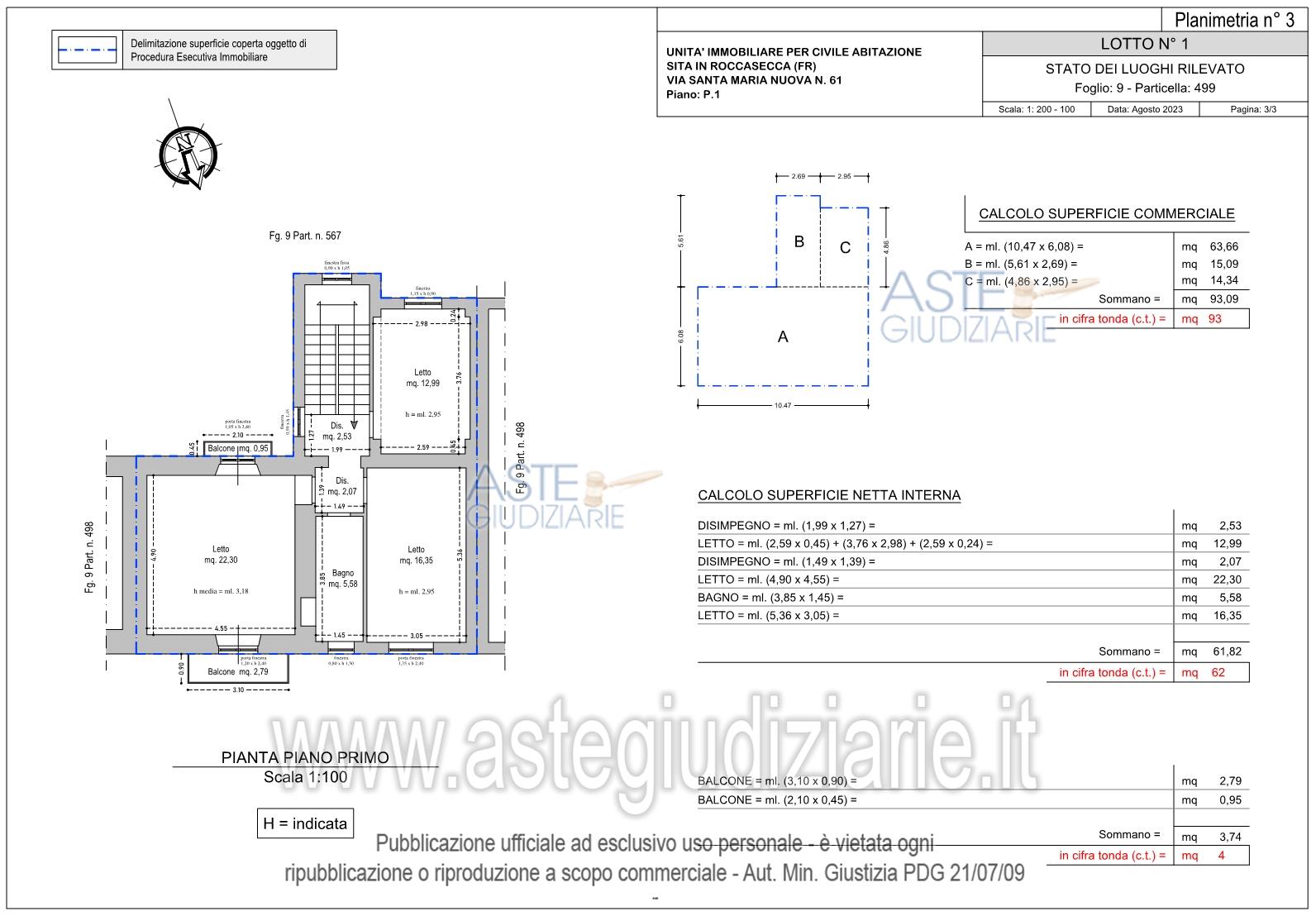 Planimetria del bene