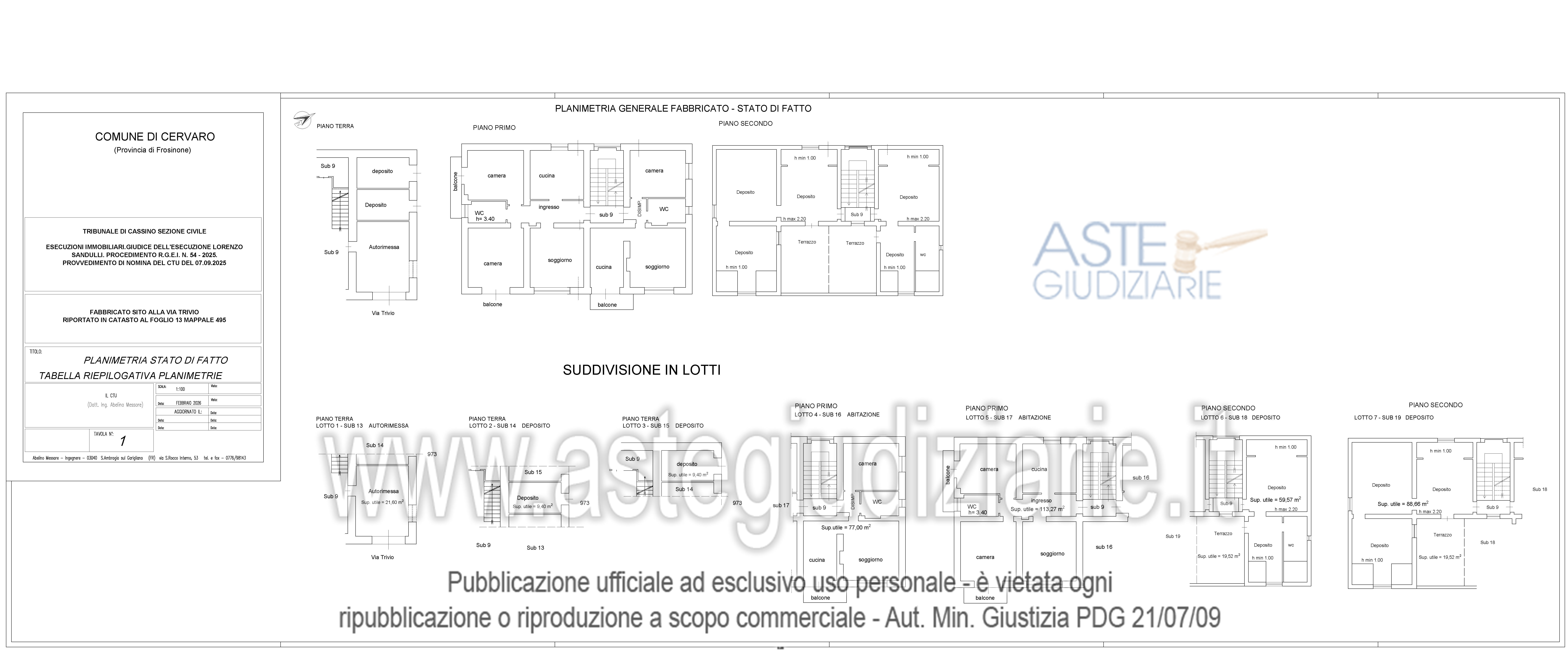 Planimetria del bene