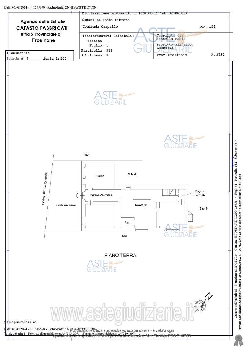 Planimetria del bene