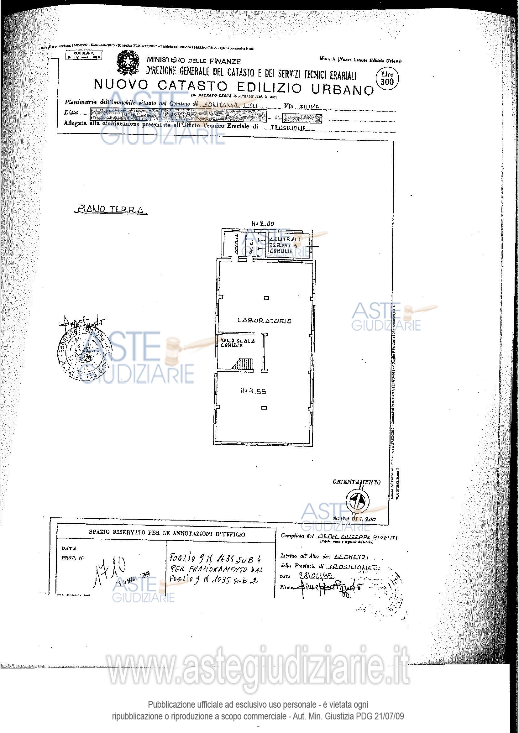 Planimetria del bene