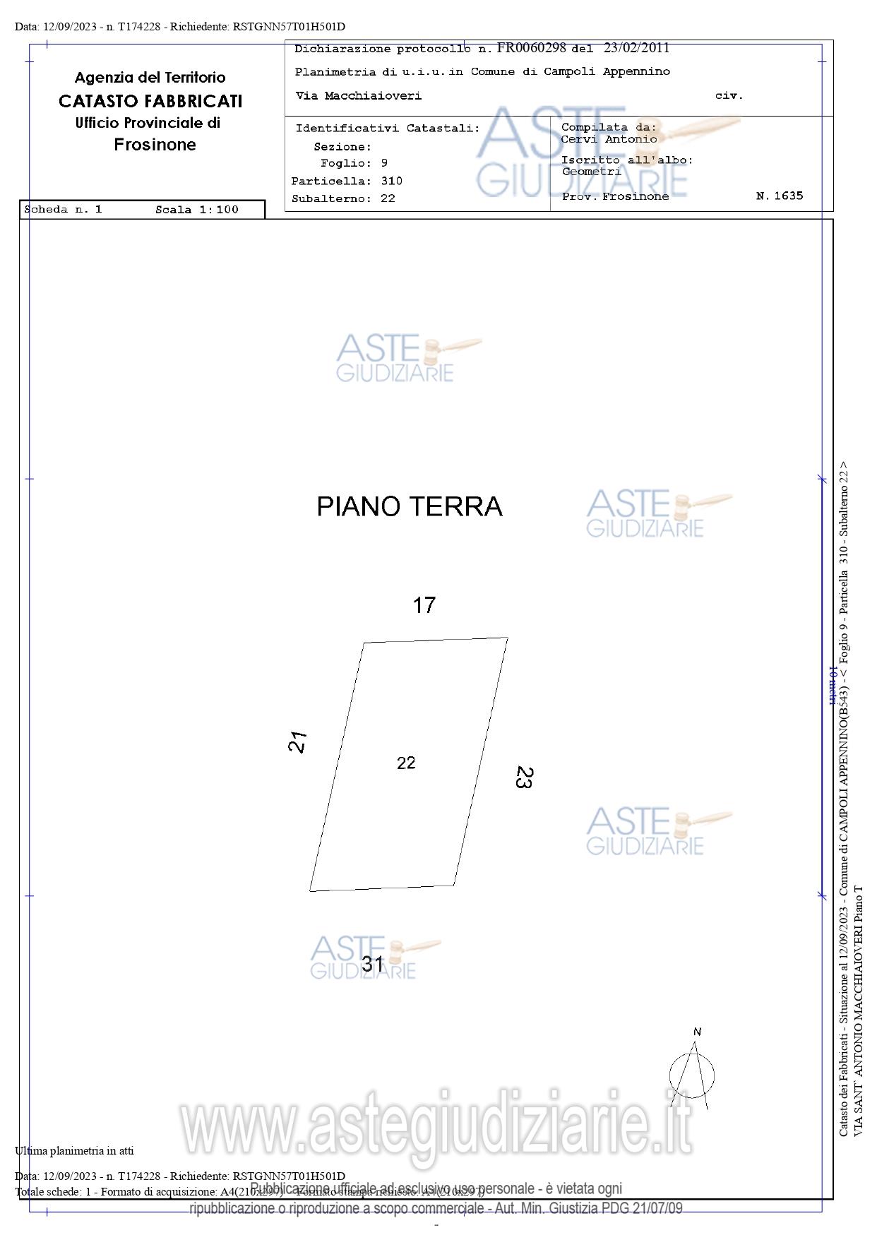 Planimetria del bene