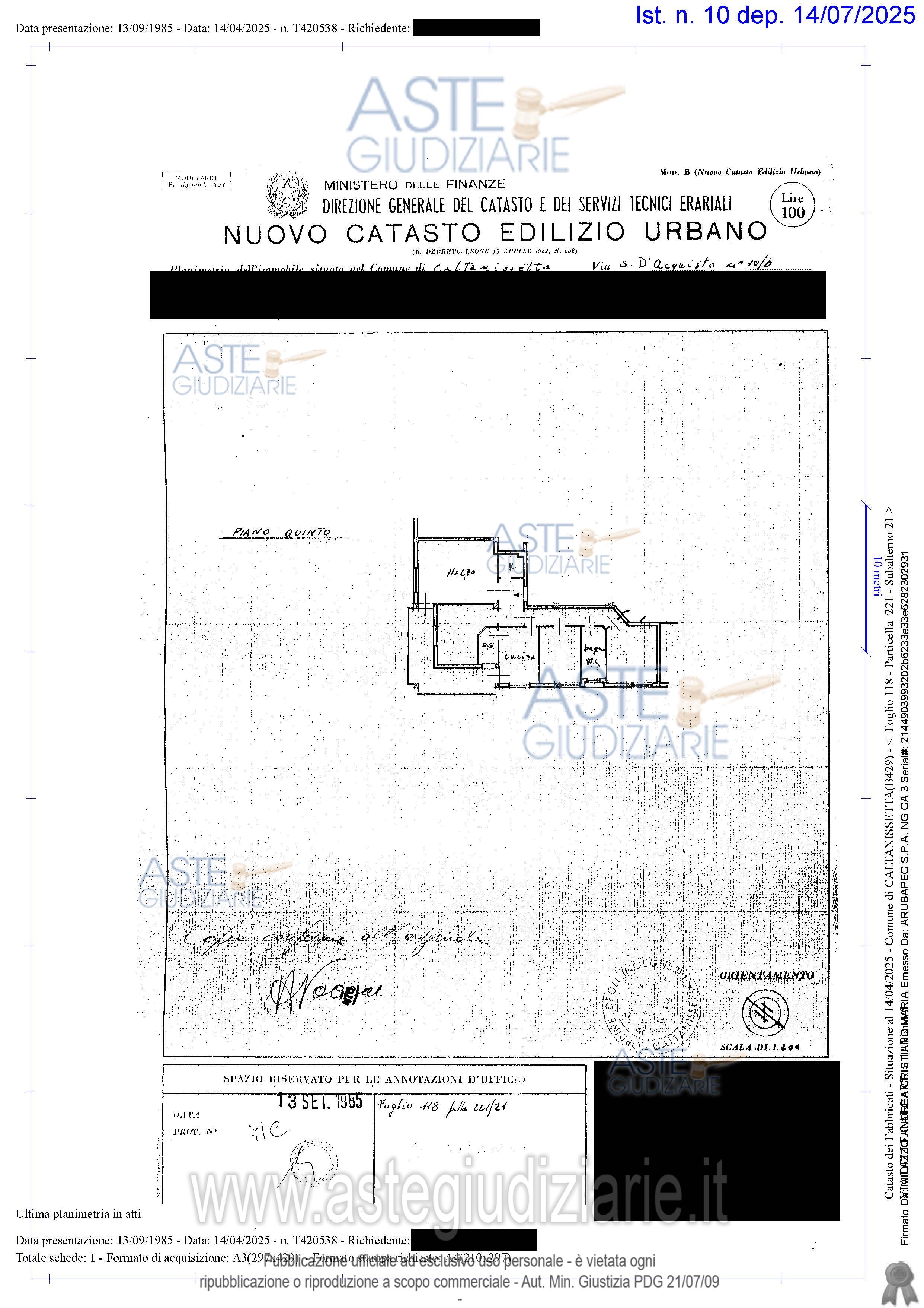 Planimetria del bene