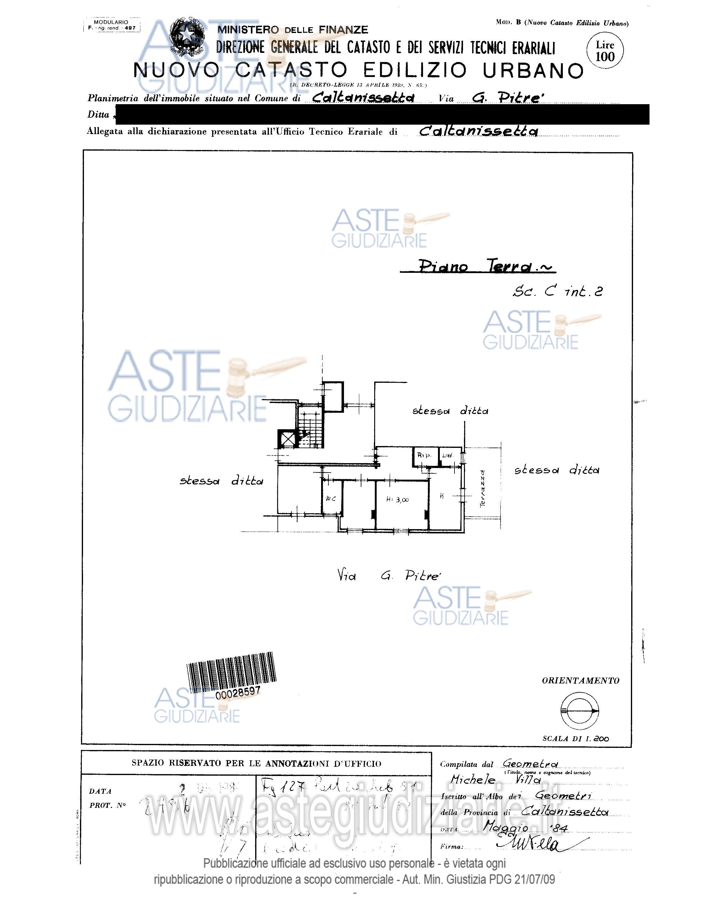 Planimetria del bene