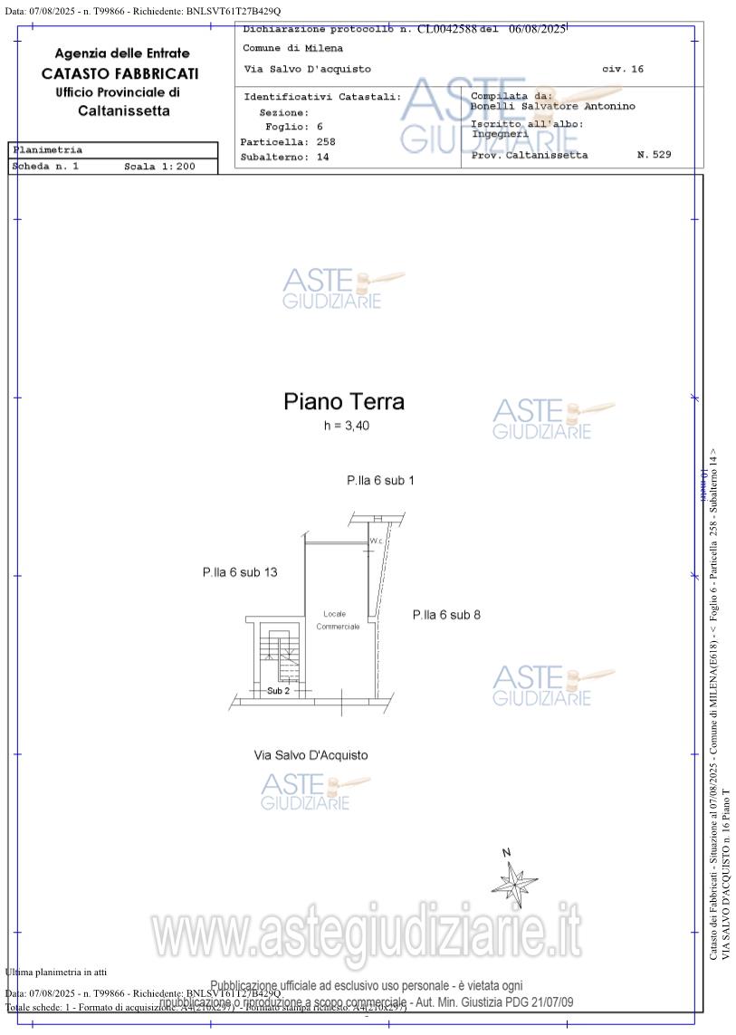 Planimetria del bene