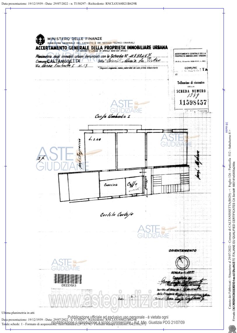 Planimetria del bene